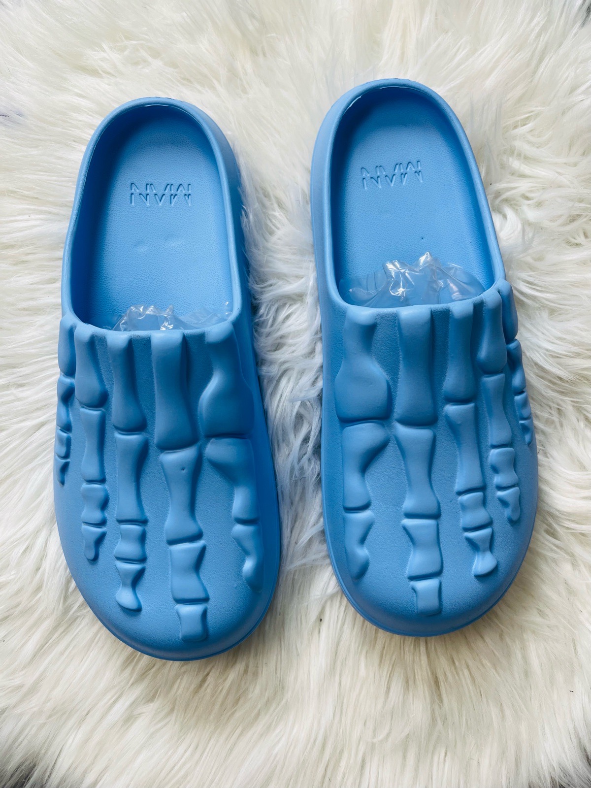 BoohooMan perforated skeleton moulded mules