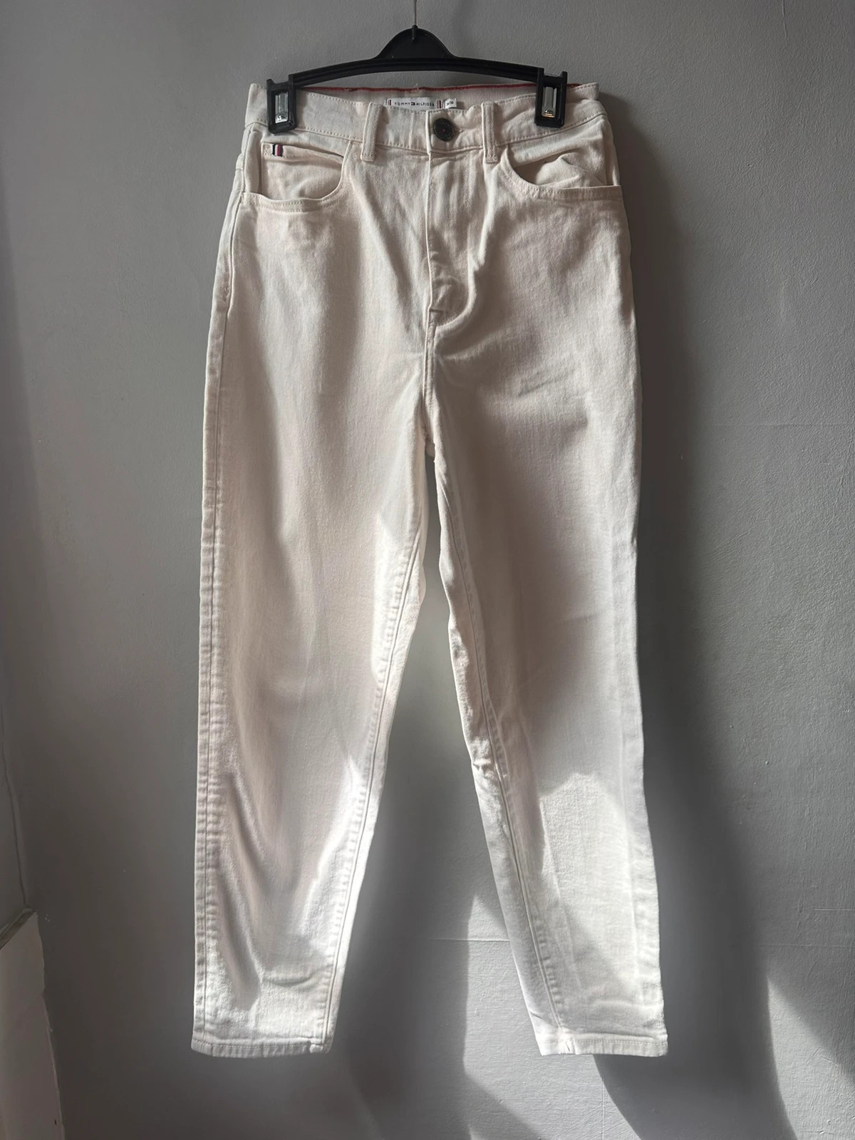 Tommy Hilfiger Cream Jeans W26 L30 High Waist Slim Fit Off White Denim