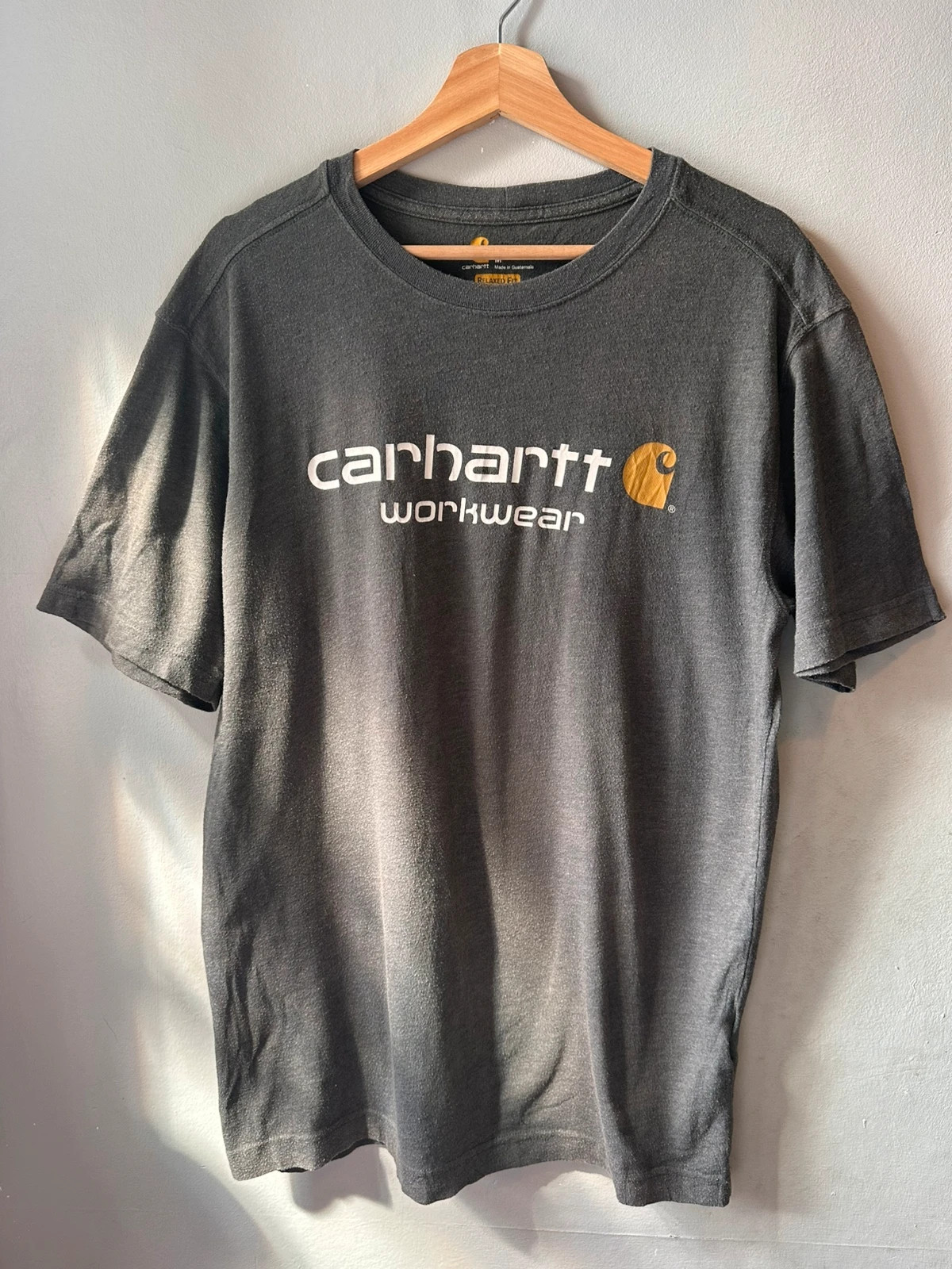 Carhartt Workwear T-Shirt Size M Charcoal Grey Relaxed Fit Logo Tee