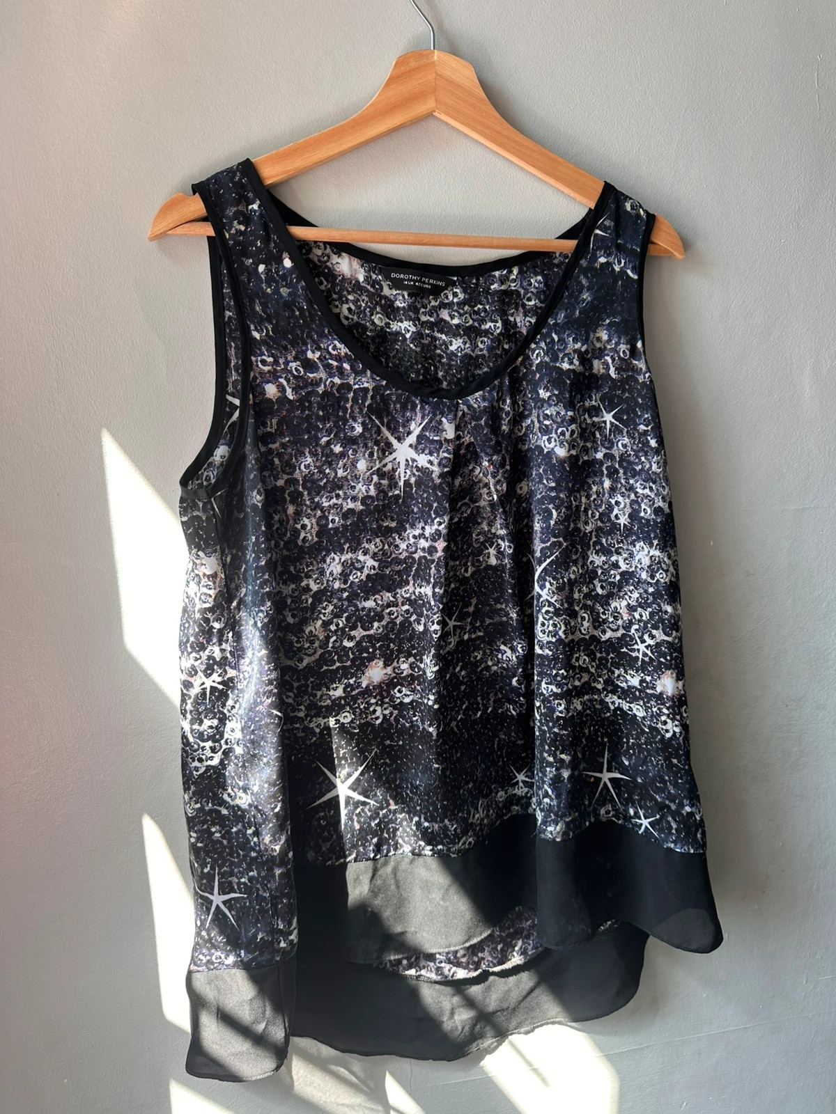 Dorothy Perkins Black Celestial Star Print Sleeveless Top UK 14