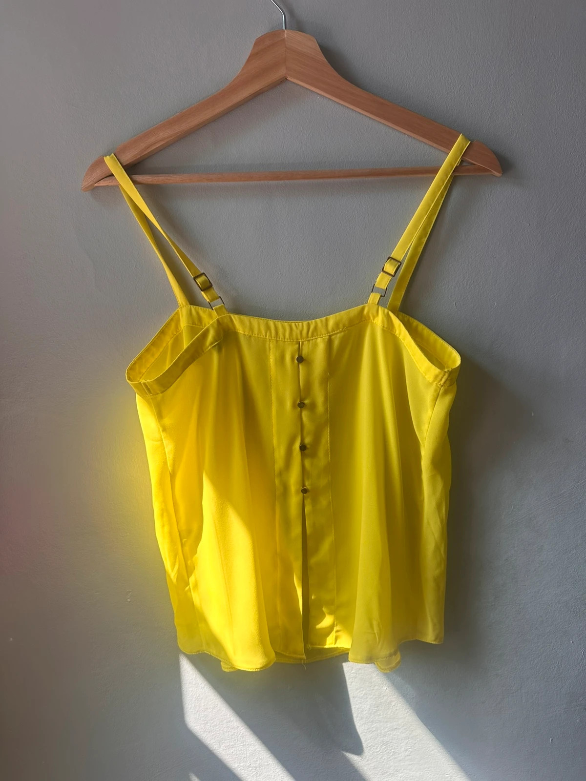Select Bright Yellow Button Front Cami Top | Size 8 Adjustable Straps