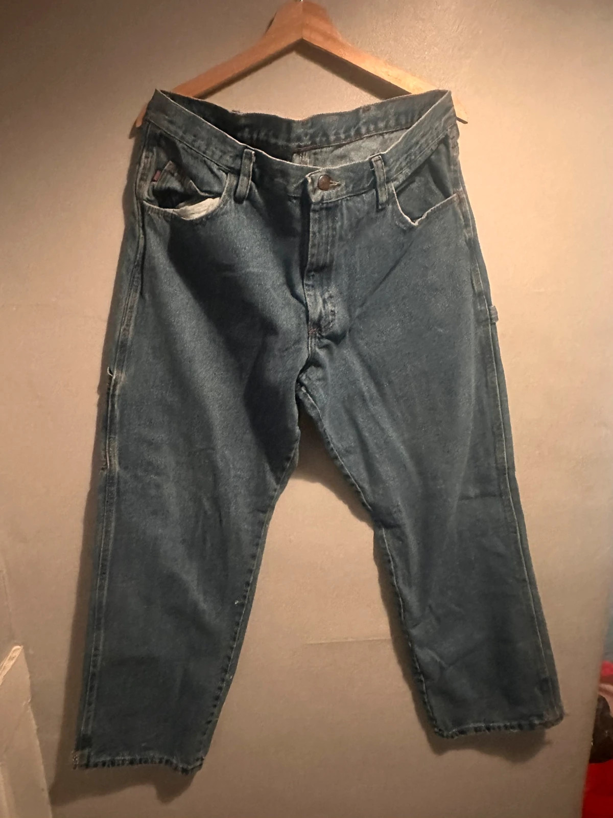 Red Kap Medium Wash Denim Carpenter Jeans Baggy Fit Size W36 L30
