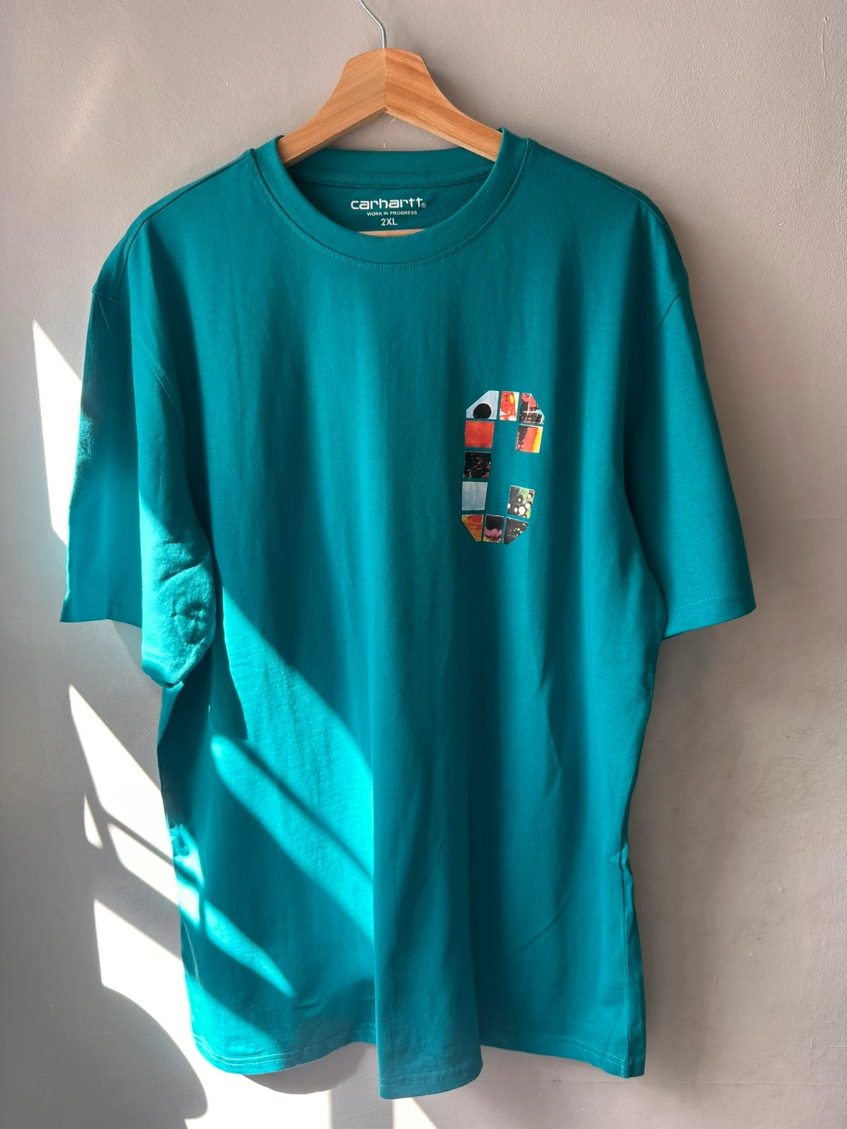 Carhartt WIP T-Shirt Size 2XL Teal Mosaic Logo Short Sleeve Tee