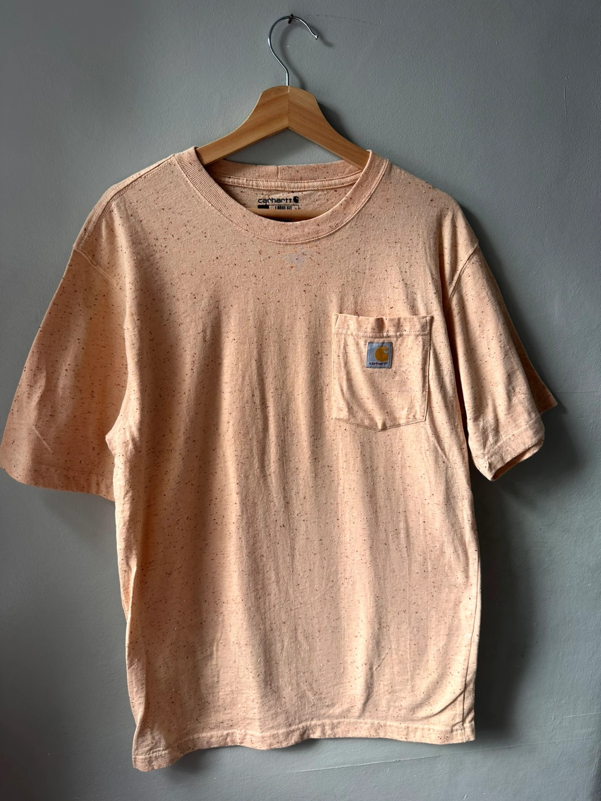 Carhartt Speckled Pocket T-Shirt | Size S | Loose Fit Peach Short Sleeve
