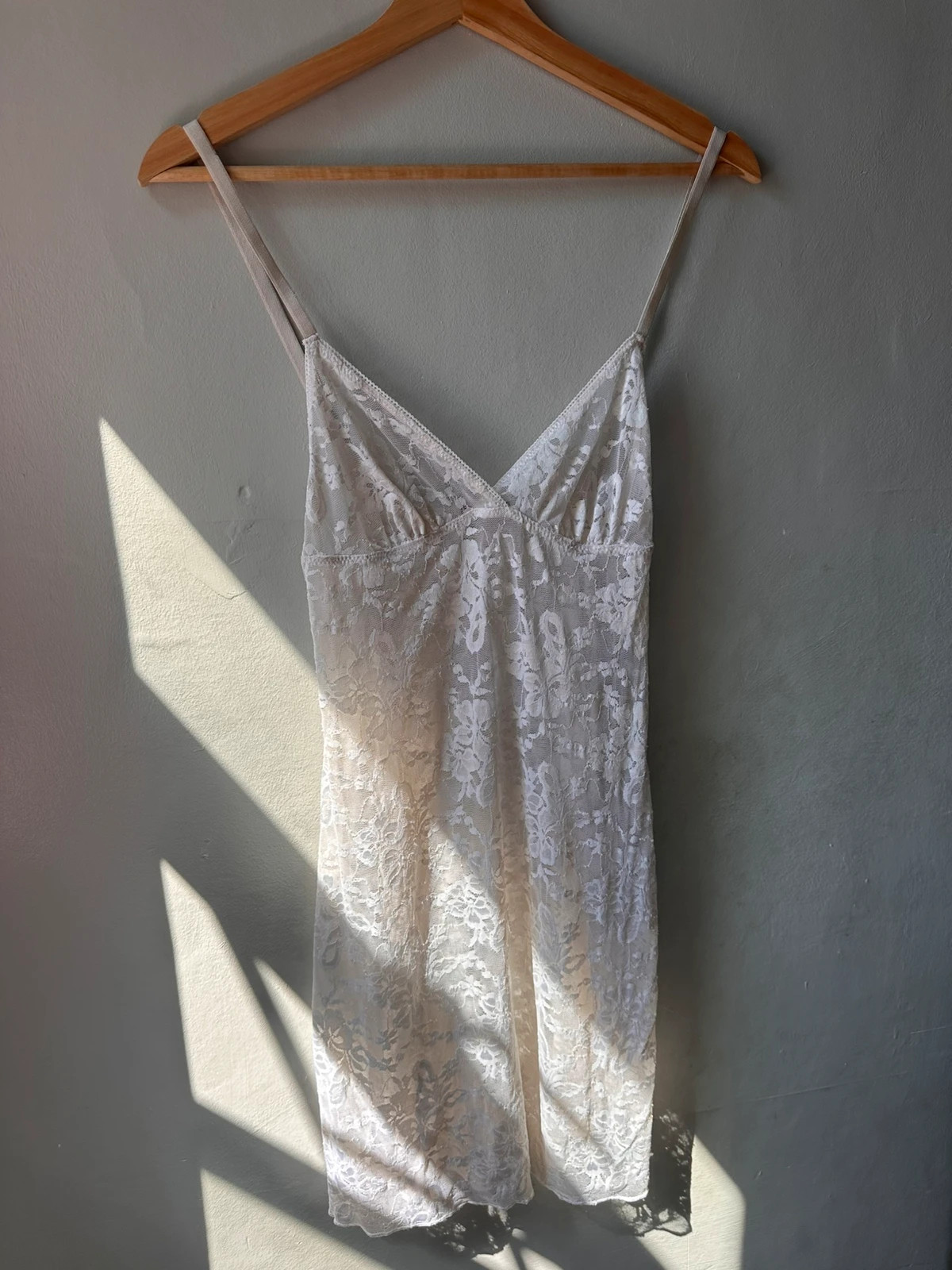 Tezenis Cream Lace Slip Dress Mini Cami Nightdress Y2K