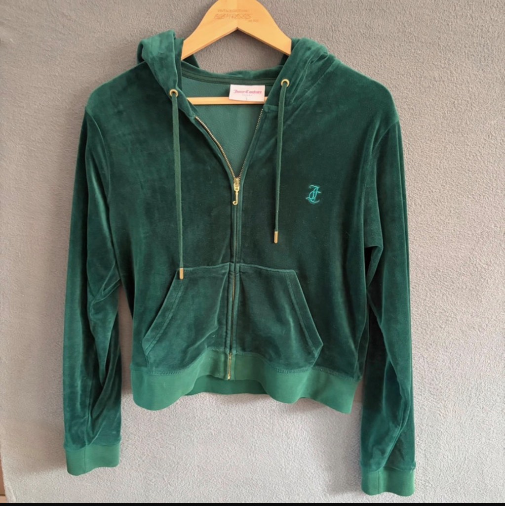 womens juicy couture jacket, full zip, Green, size L Y2K festival nostalgia