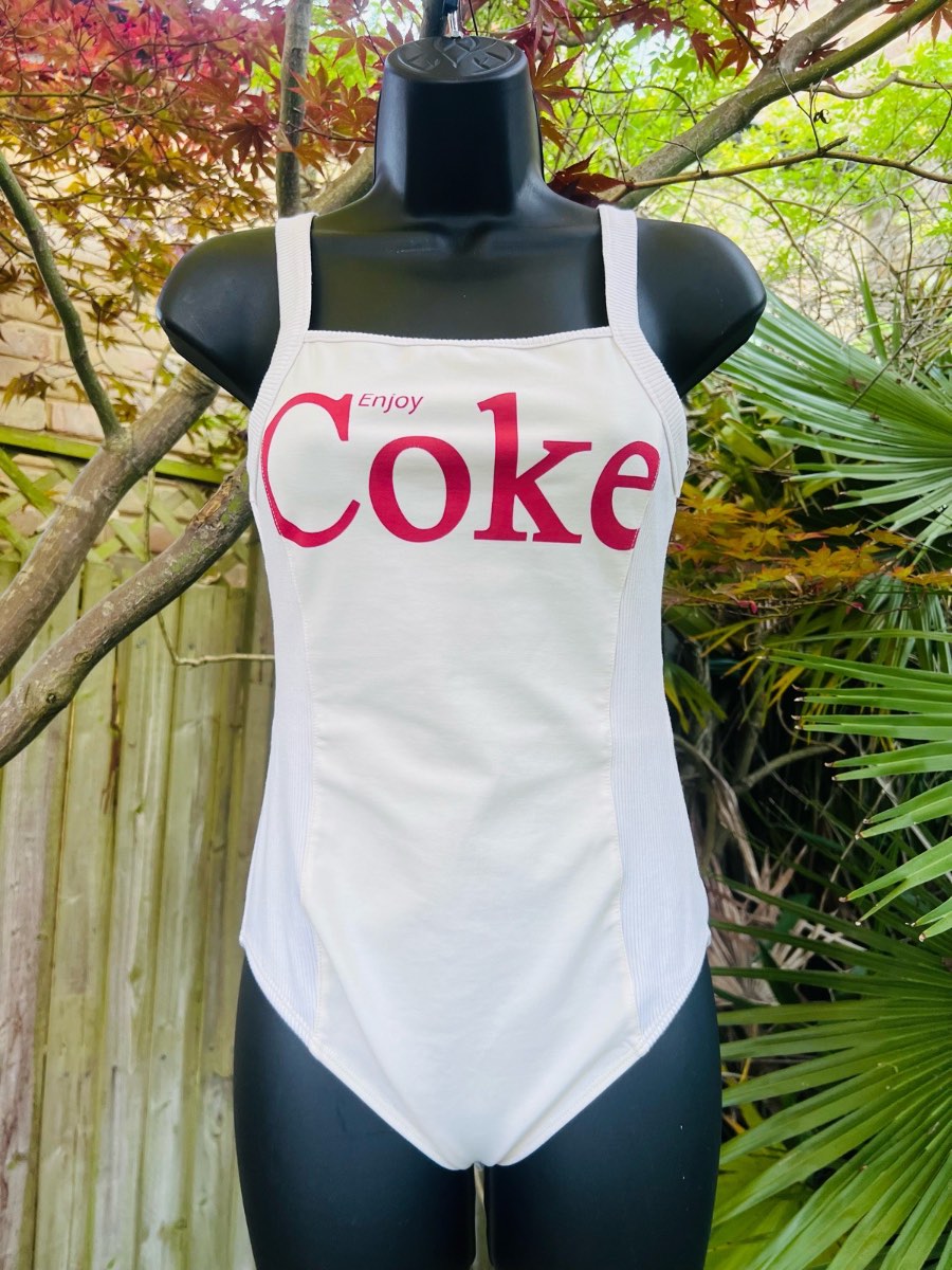 Y2K Zara x Coca-Cola Enjoy Coke Ribbed Bodysuit - Size S / UK 8-10