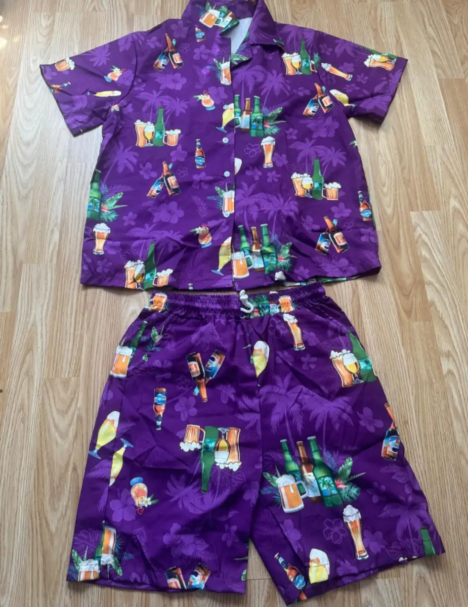Mens purple tracksuit shirt and shorts size medium shein purple summer essentials