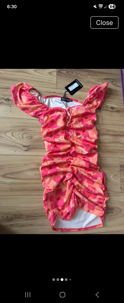 Ladies prettylittlething ruched sleeve multicoloured dress size 10 sale now on brand new