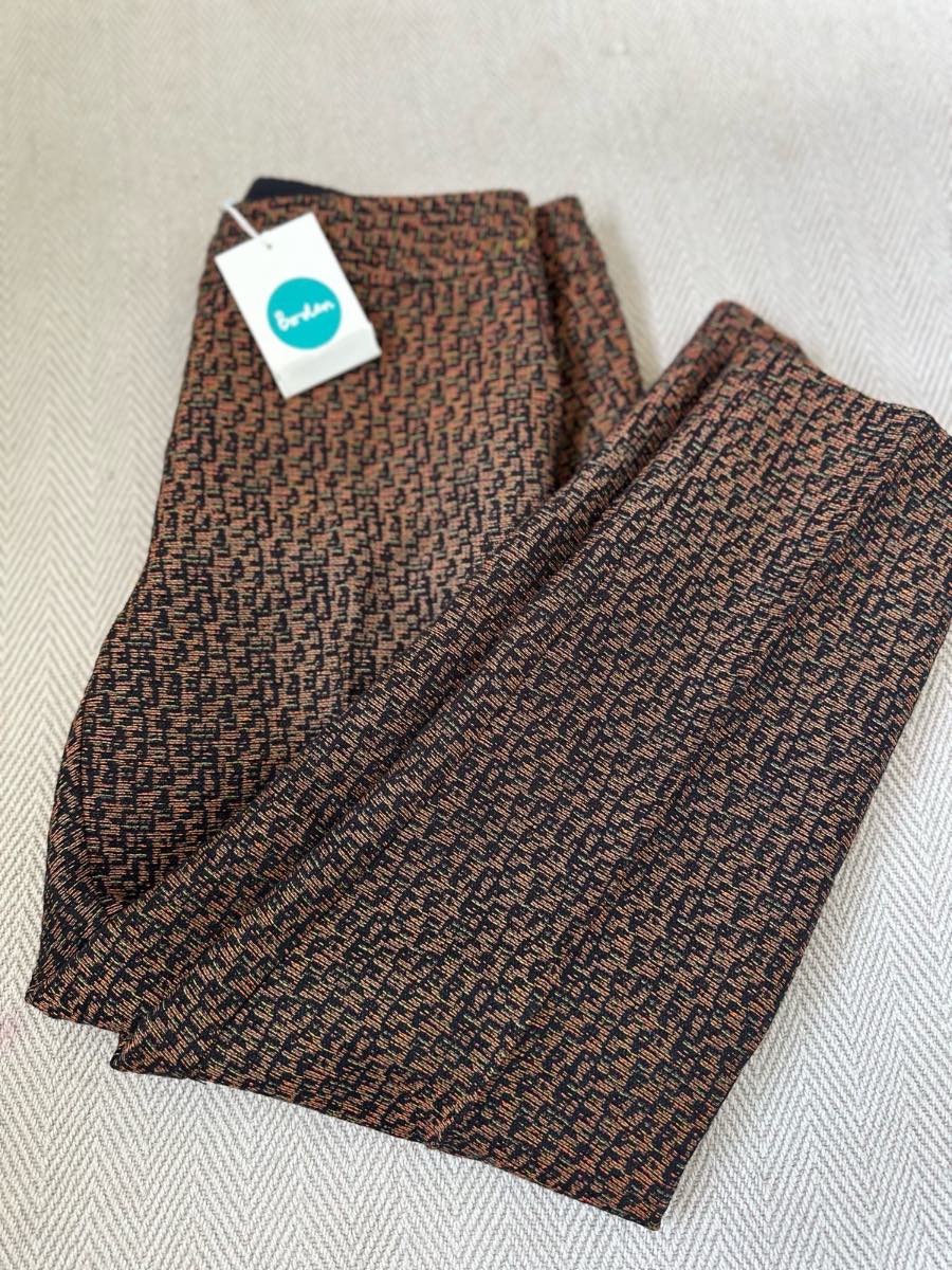 Boden Patterned Tapered Trousers Cotton Blend Smart Work Size UK 8R BNWT