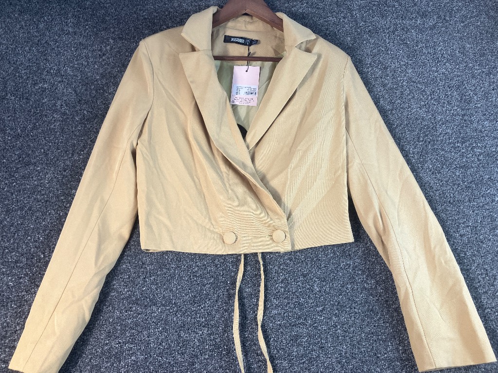 Missguided Cropped Cut Out Blazer Beige / Camel UK 6 New With Tags