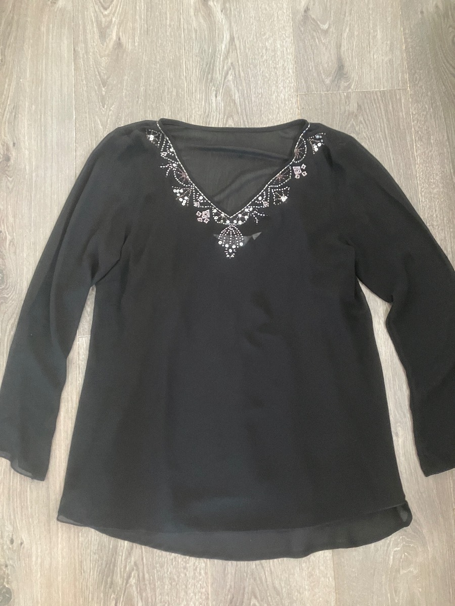 Next Maternity Black Embellished Long Sleeve Top | Size UK 10