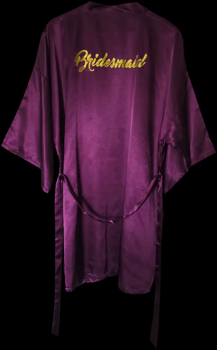 Ladies Women's Dark Purple Satin Bridesmaid Robe Dressing Gown - Size XXL