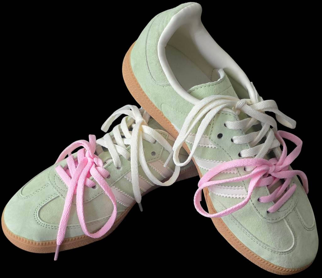 BNWT Ladies Women's Girls Faux Suede Matcha Double Lace Up Trainers - Size UK 5