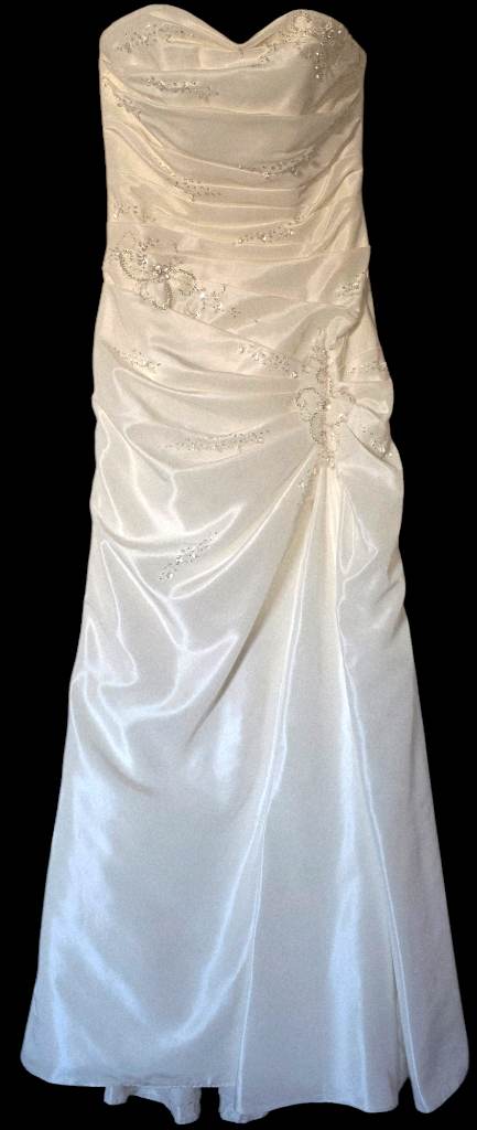 VALÉRIE Ladies Women's Silk Beaded Strapless Lace Up Ivory Wedding Dress - Size 8