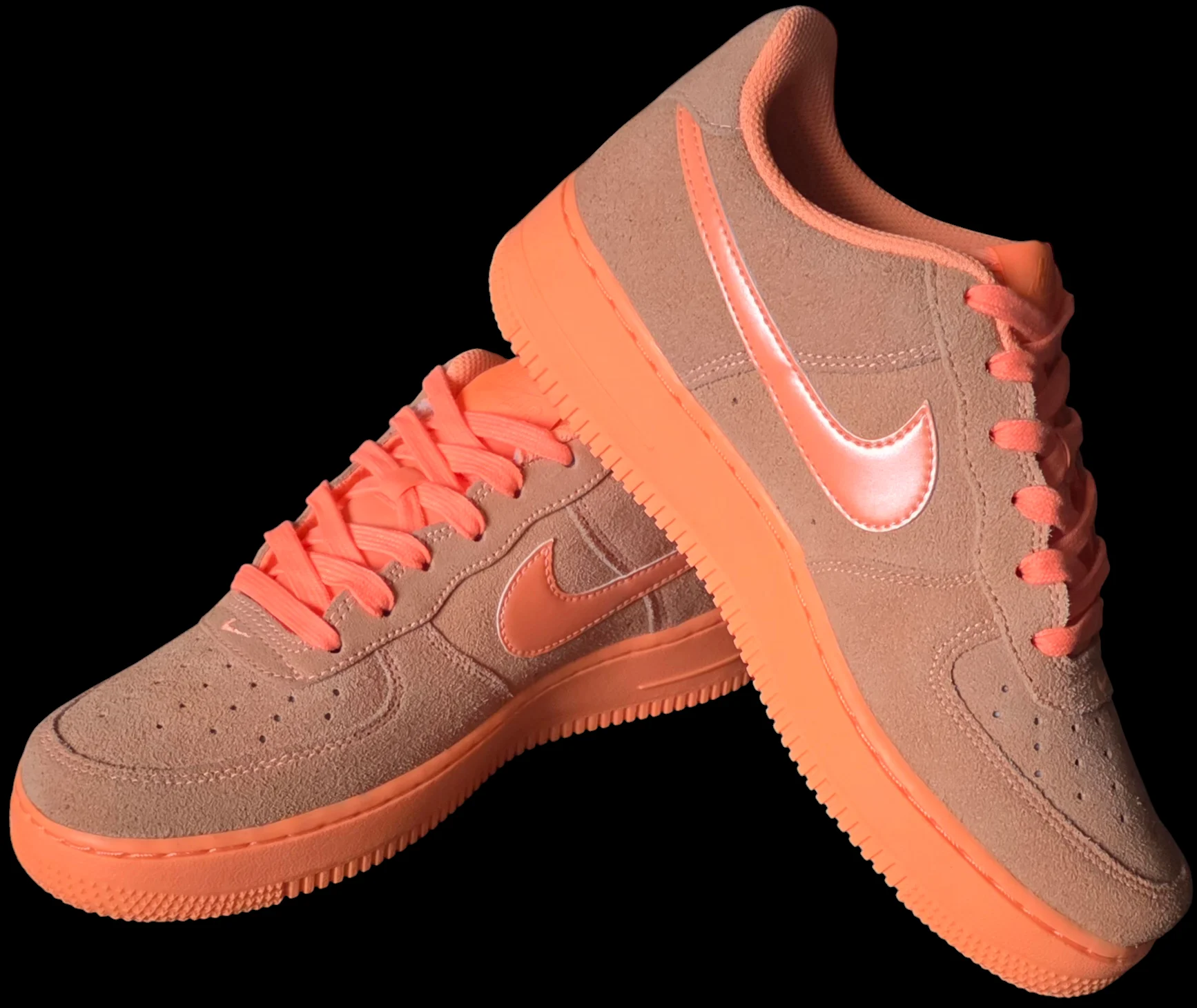 Nike Air Force 1 SDE Suede Lace Up Unisex Beige & Orange Trainers Sneakers - Size UK 5.5 / EU 38.5