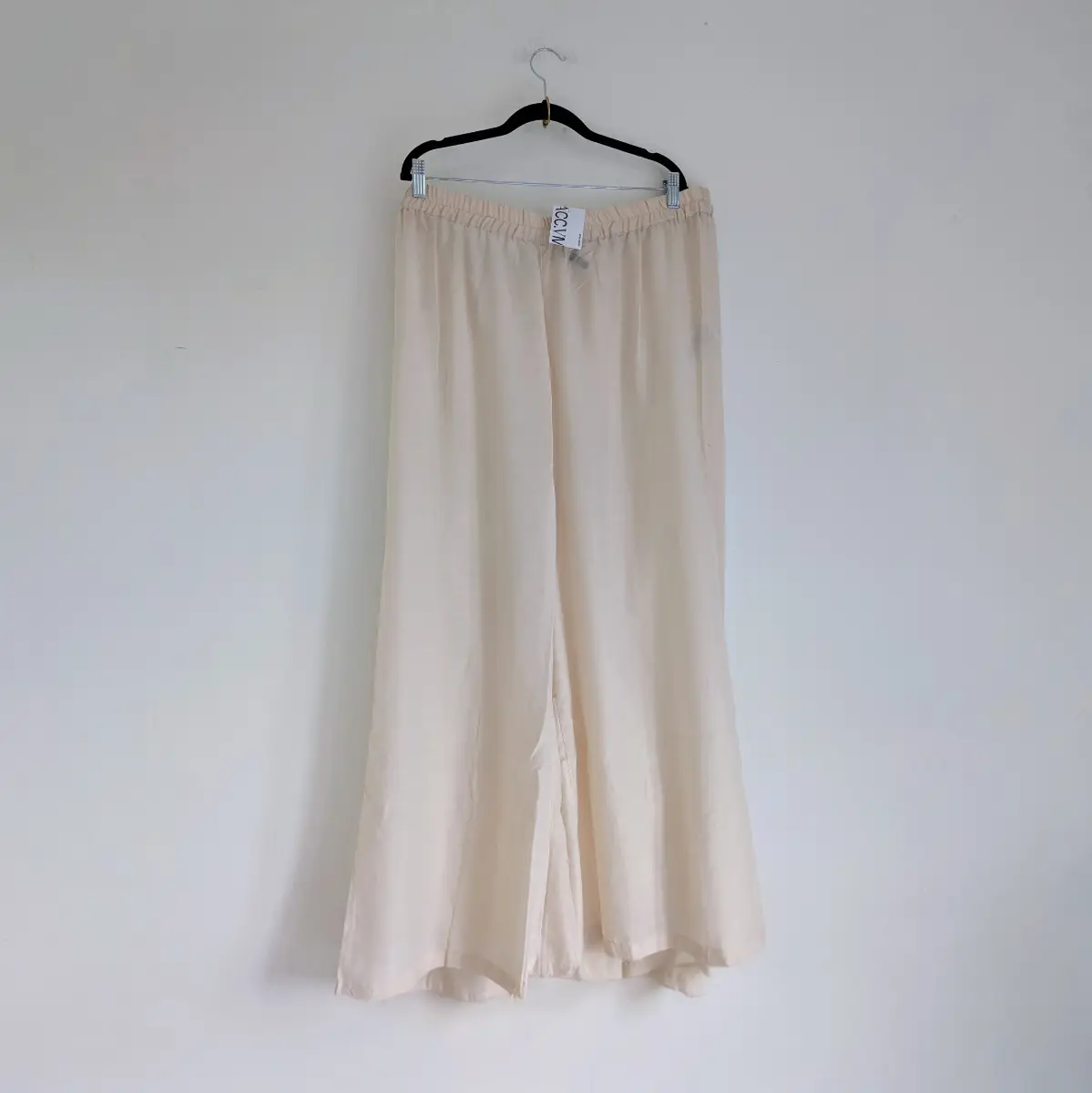 High waist wide leg lightweight sheer Vero Moda Celsa beach trousers in stone UK20 NWT