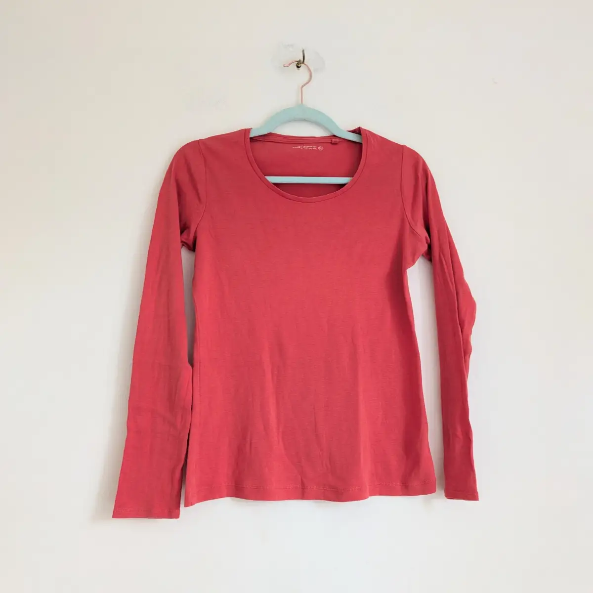 Next pure cotton pale coral long sleeve essential collection T-shirt UK12 VGC