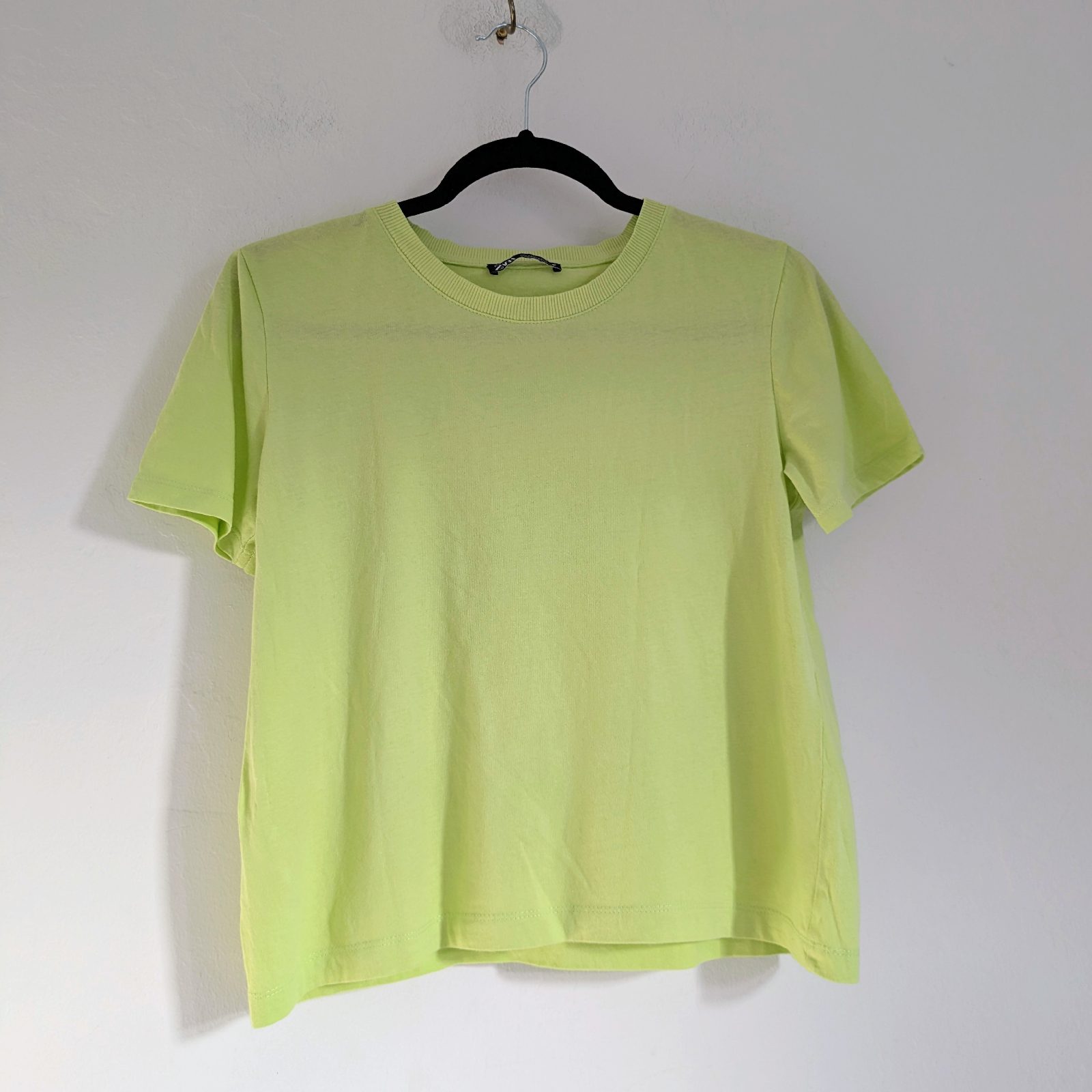 Zara pure cotton lime green cropped TShirt summer baby tee UKS
