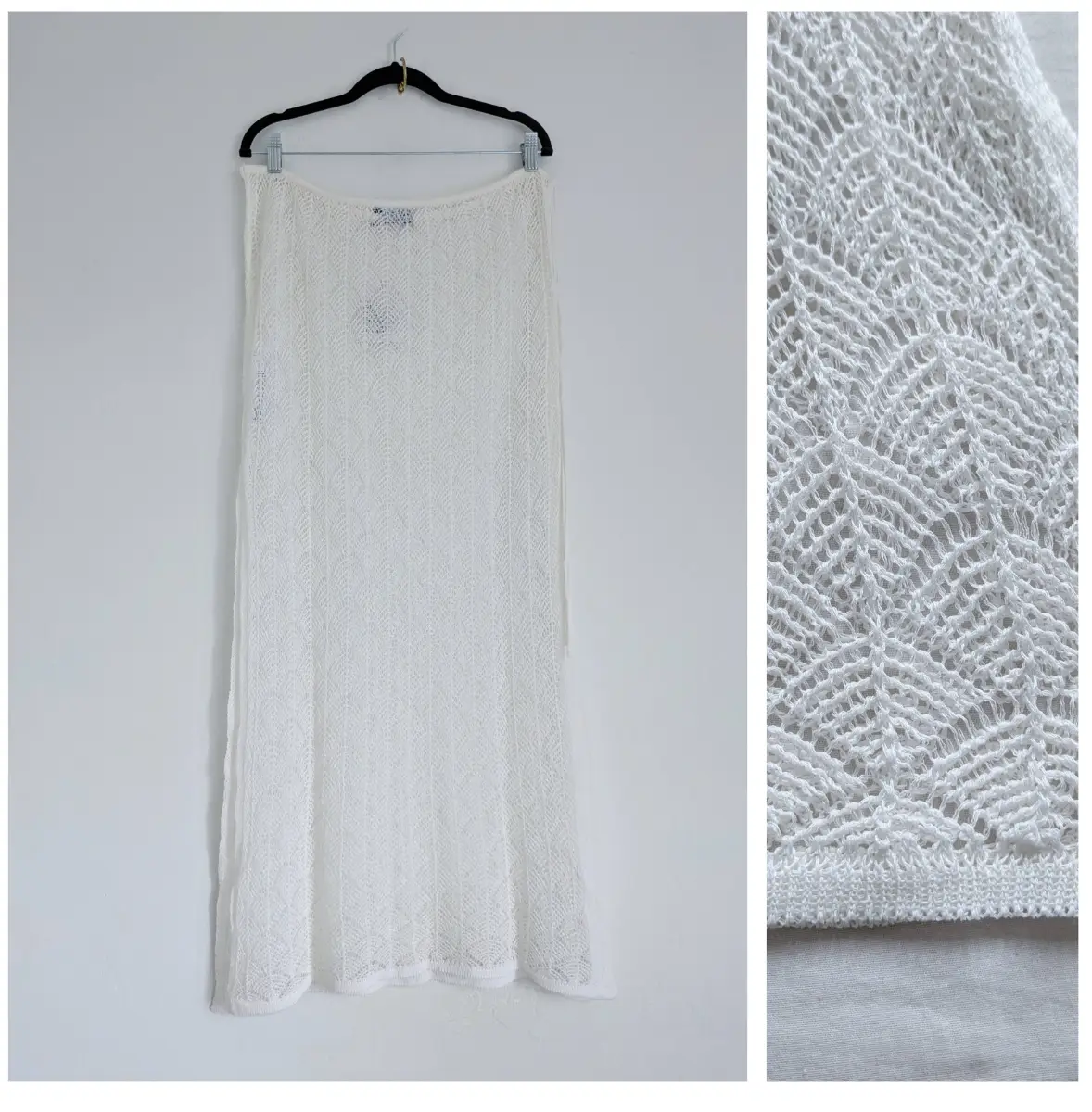 White lace Asos beach cover-up skirt with two deep side slits and side tie UK16-18 NWT