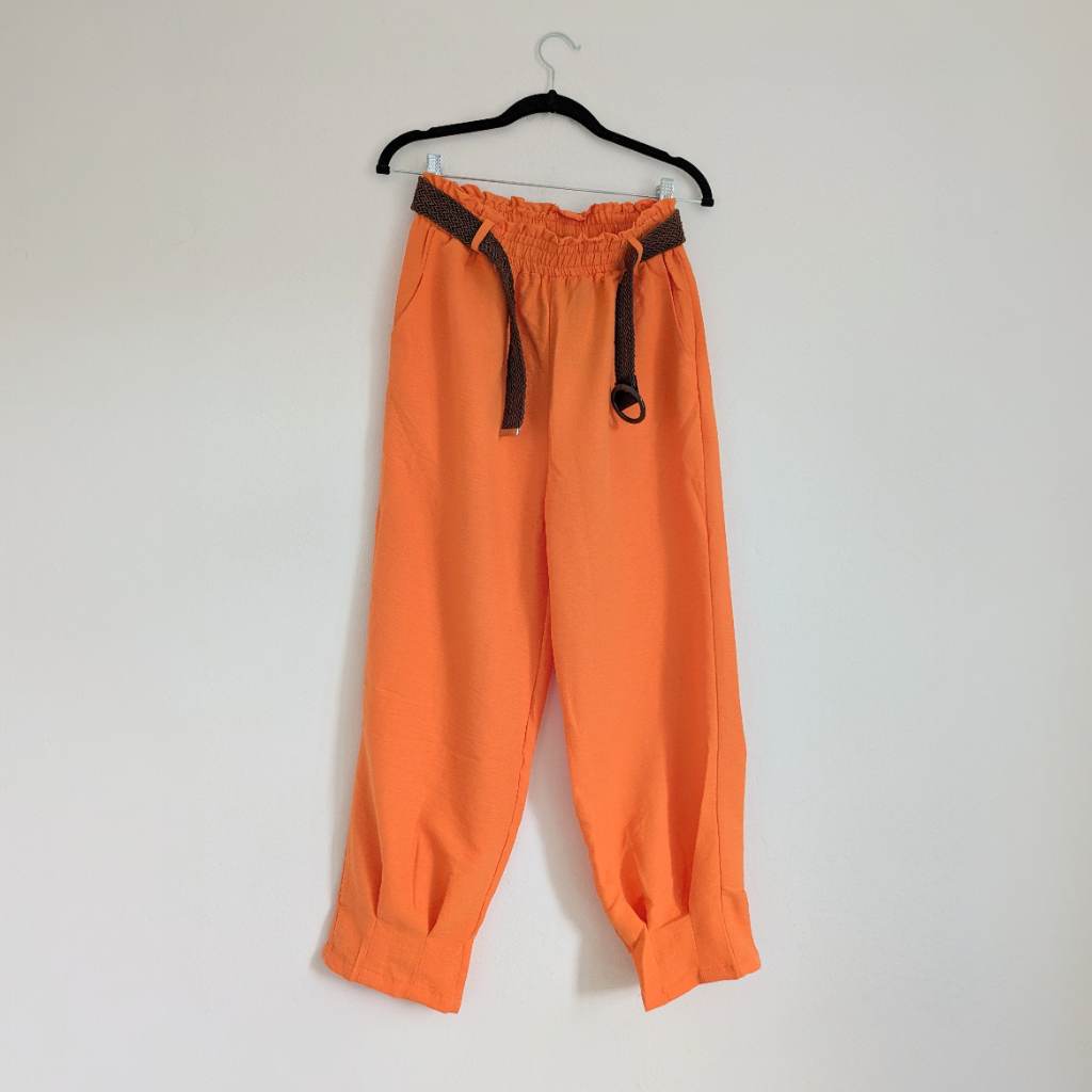 Fisherman style trousers in orange with side pockets and woven belt included UKS New