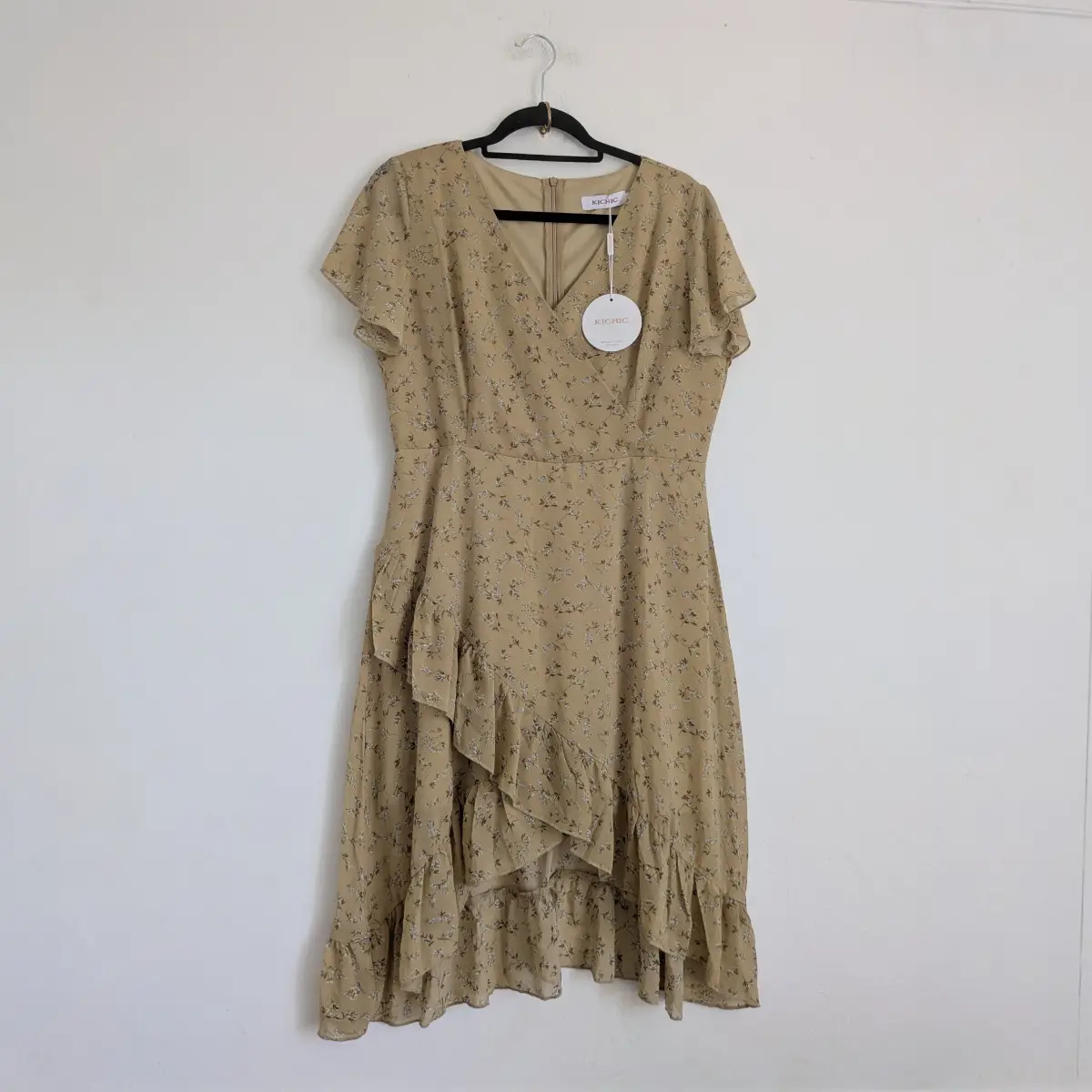 Vintage style frilly flutter sleeve summer wedding guest dress New