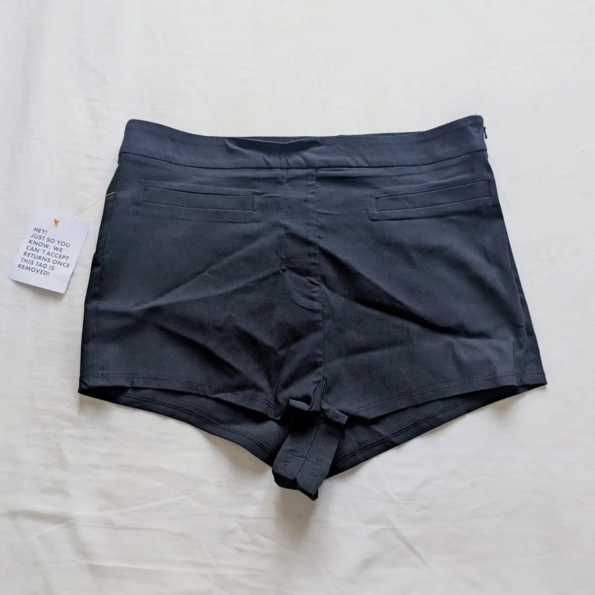 Asos Design black high waist summer beach hotshorts with side zipper closure UK16 New