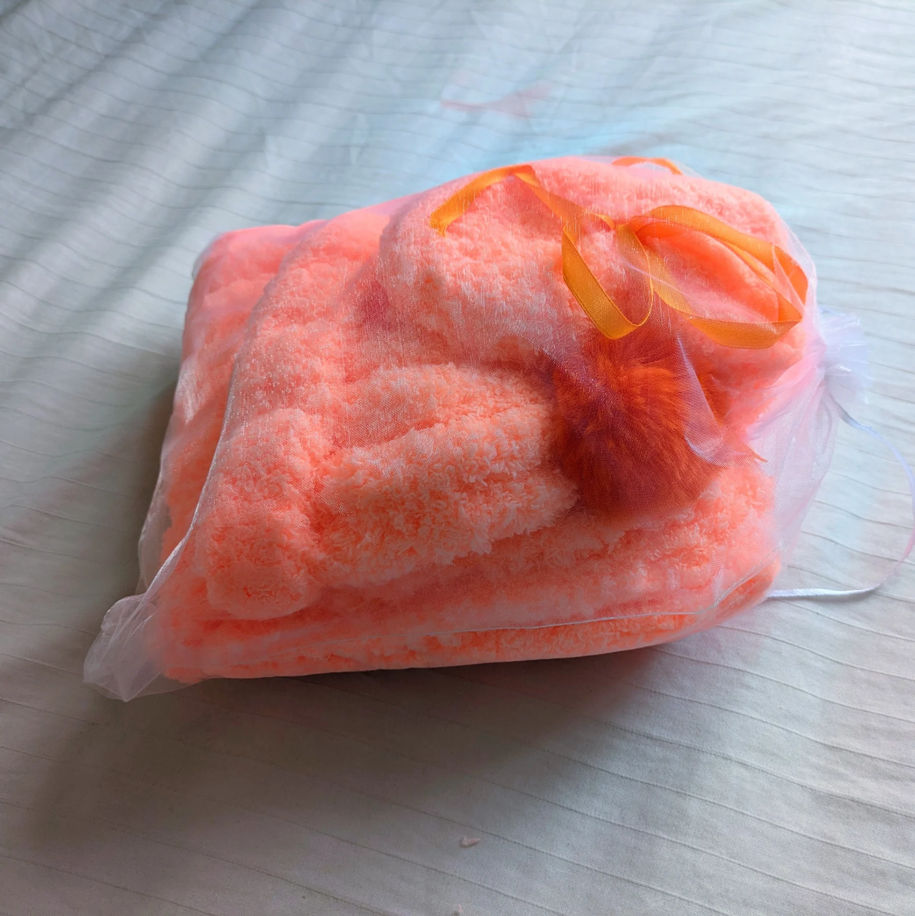 Handmade gift set for baby shower gender neutral orange