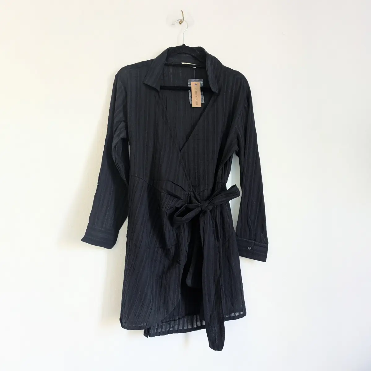 Pure Cotton Iisla & Bird black whimsigoth collared true wrap dress UK10 NWT