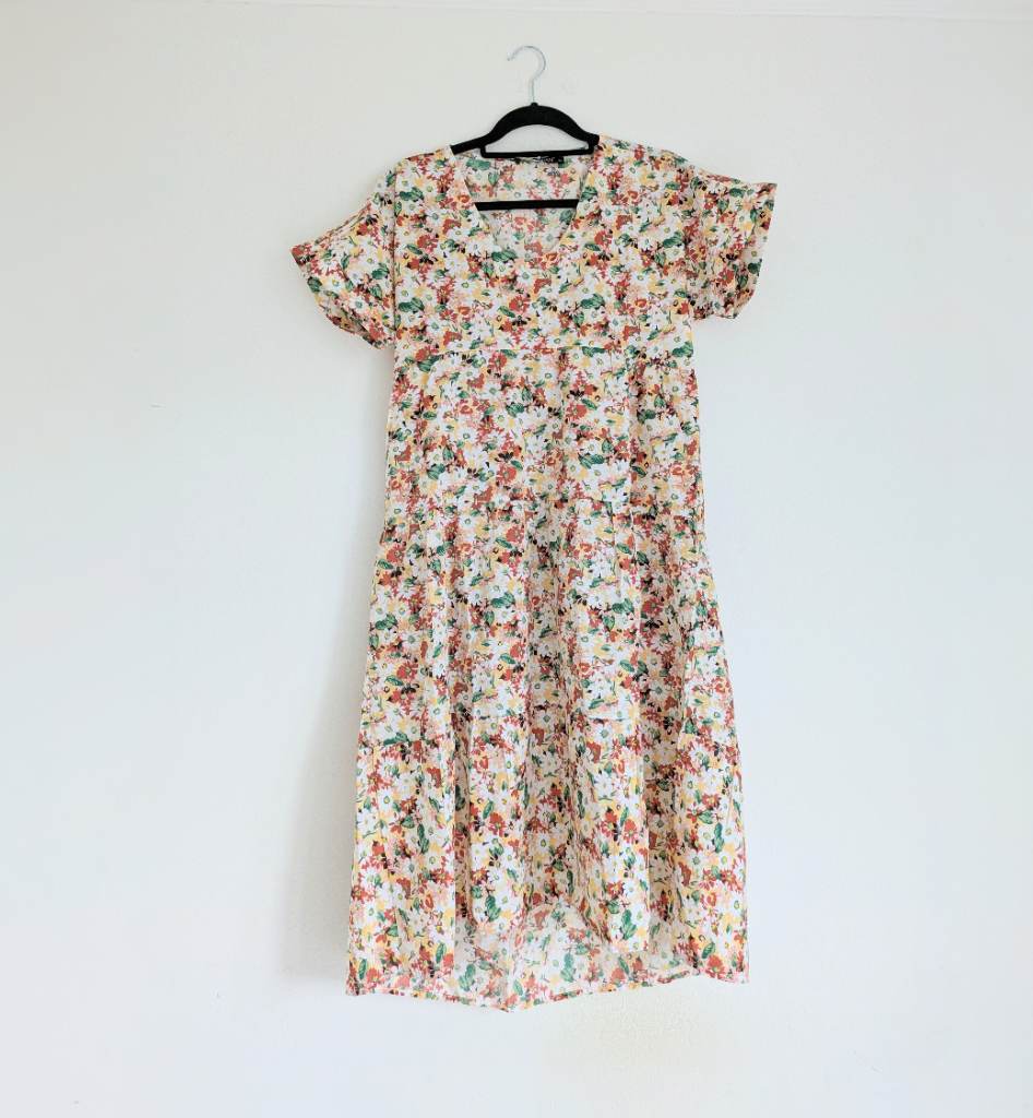 Grunge style floral prairie dress in cotton blend UK8
