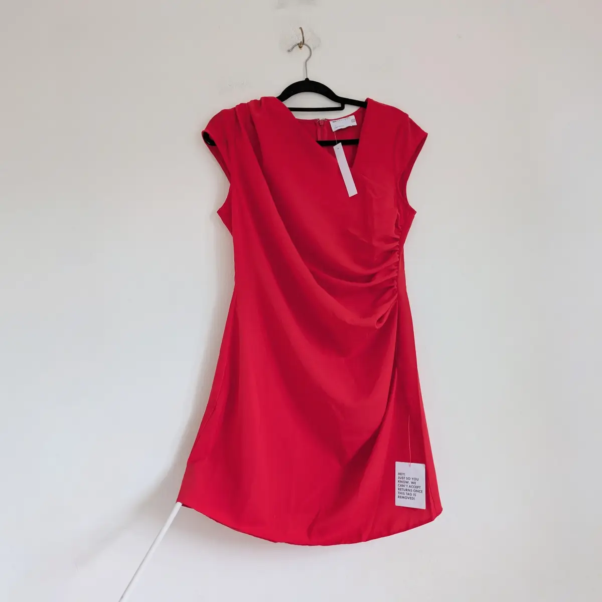 Red Asos smart casual professional work office dress with slant asymmetric neckline UK14 NWT