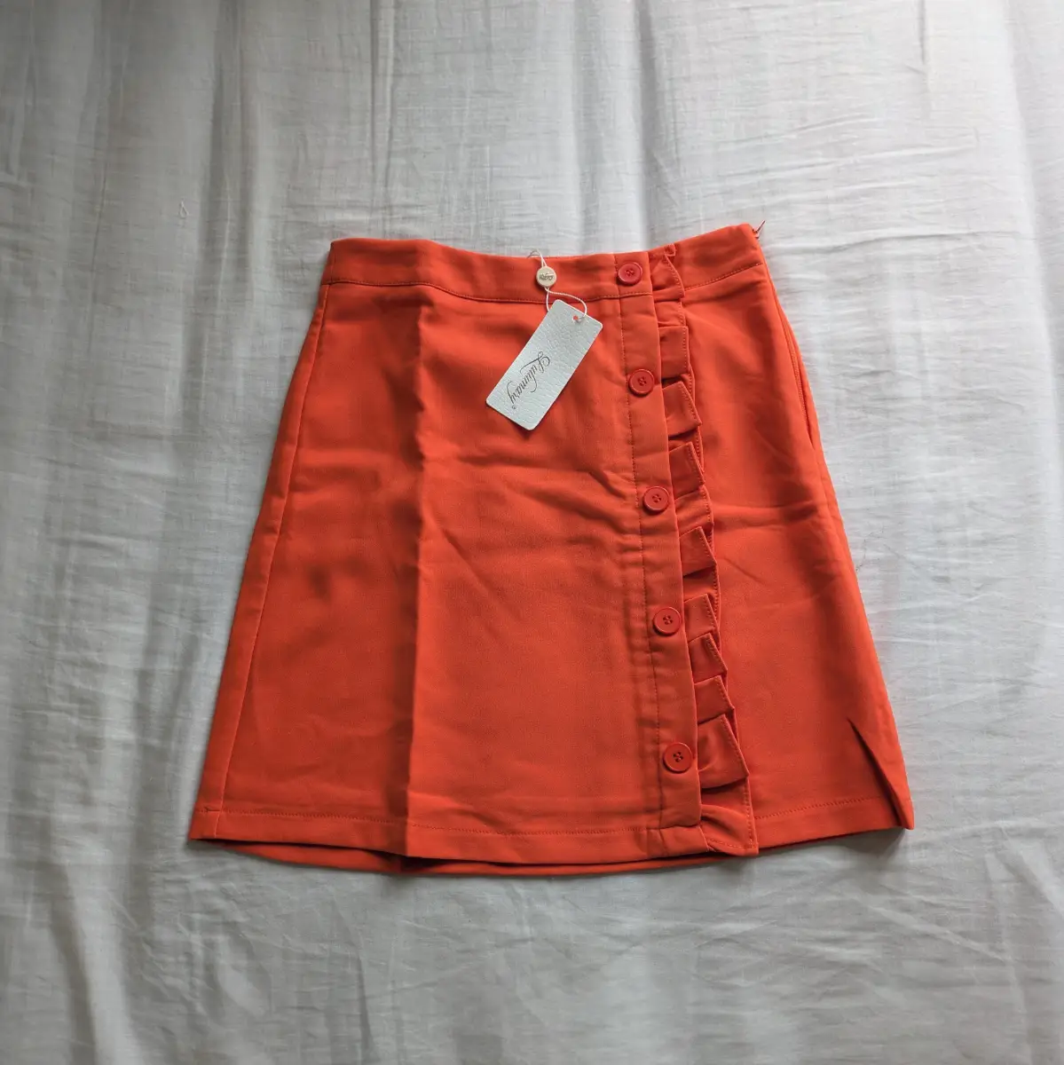 Orange flared short skirt with button and ruffle detail UKS NWT