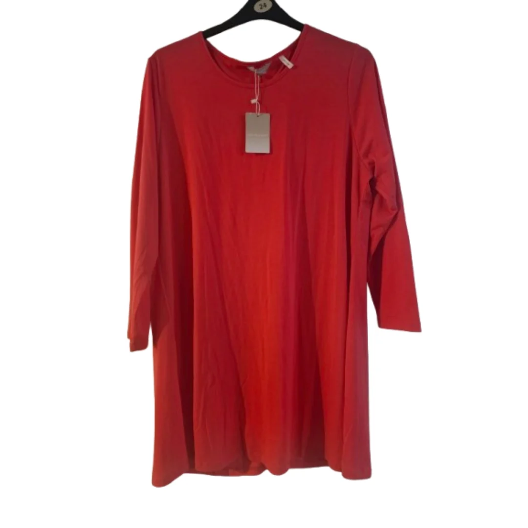 NWT Anthology Coral Red Long Sleeve Swing Tunic Dress UK 22