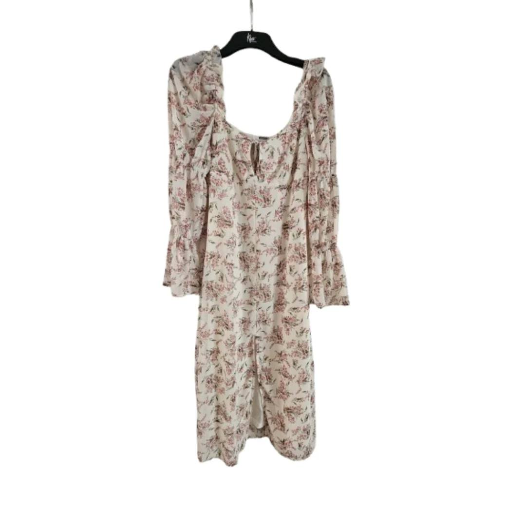 Missguided Floral Sweetheart Neck Split Front Midi Dress UK 12 (US 8 / EUR 40)