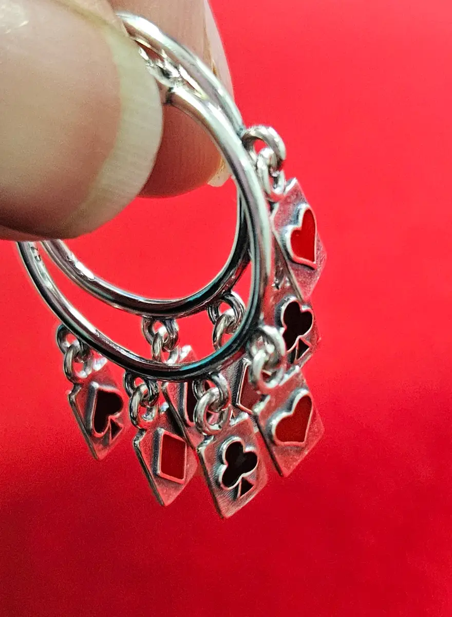 card Game S925 dangling Ear hoops