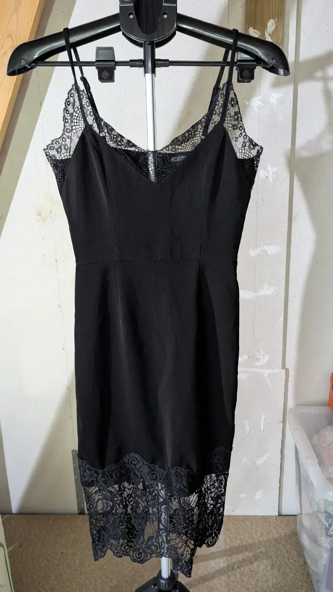 NEW Missguided Black Lace Trim Cami Dress 8