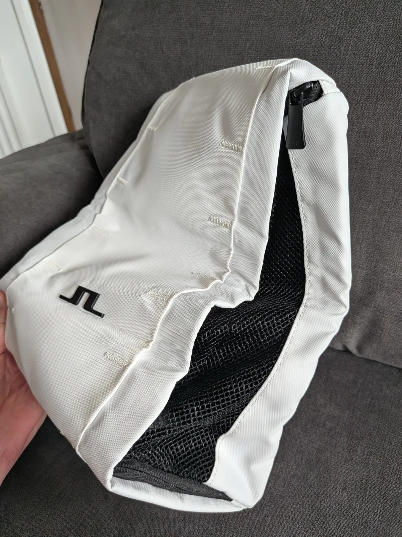 J Lindeberg white black golf shoe travel bag holder