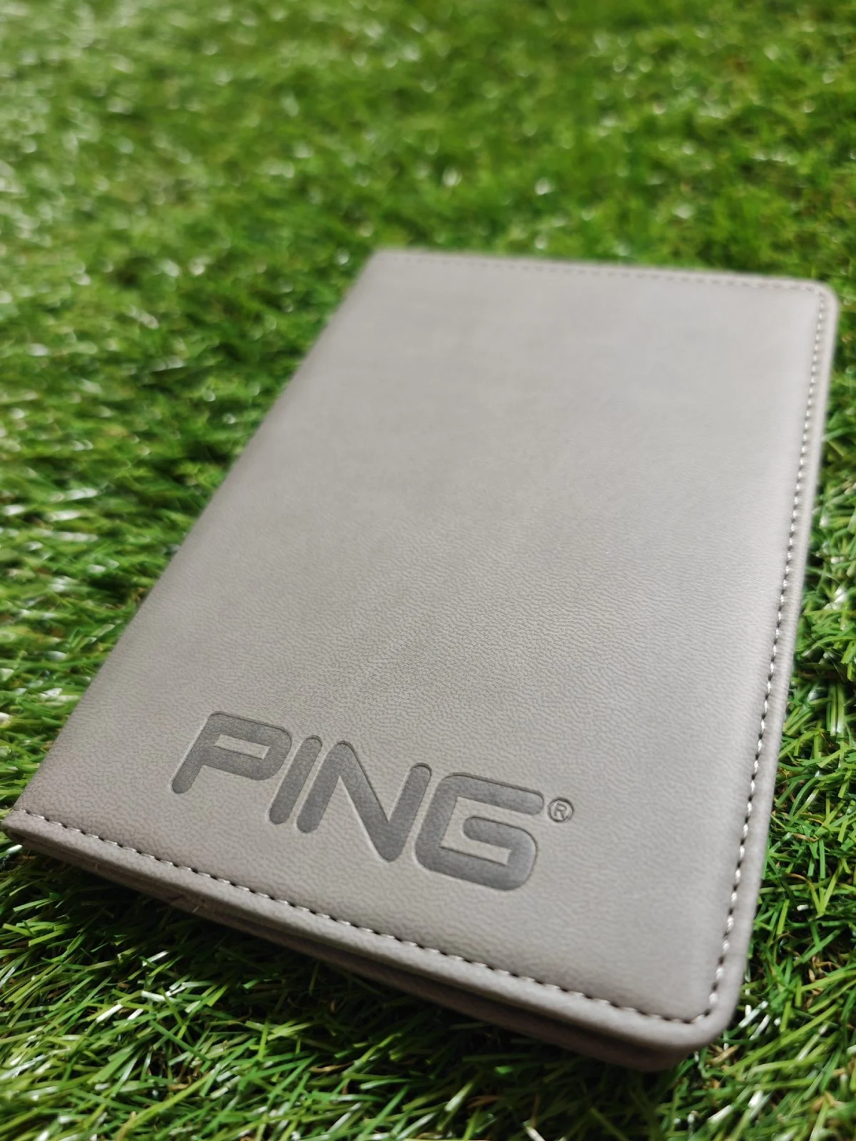 Ping grey leather golf scorecard holder yardage book