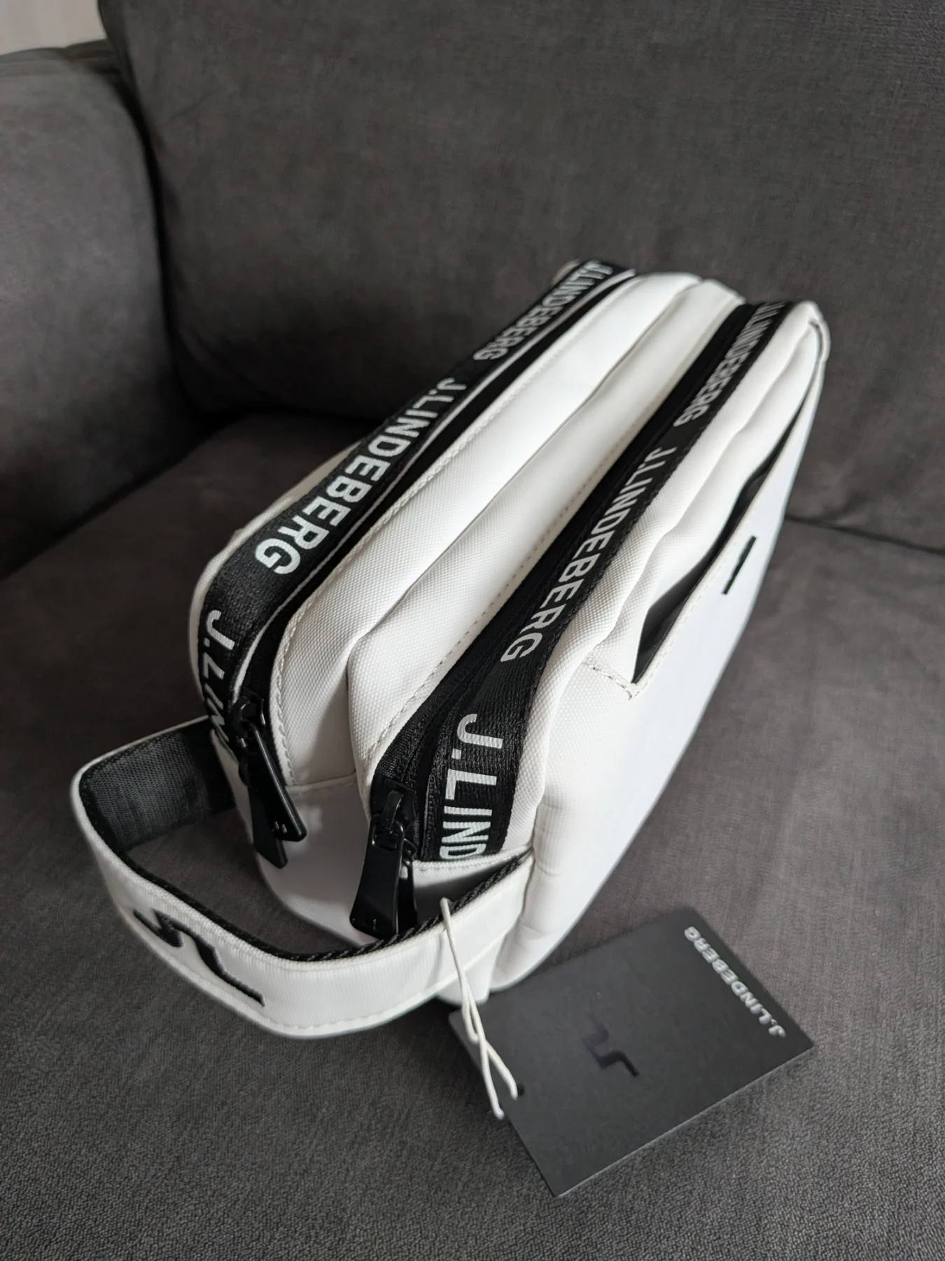 J Lindeberg white Large double Golf travel wash bag toiletries accessories