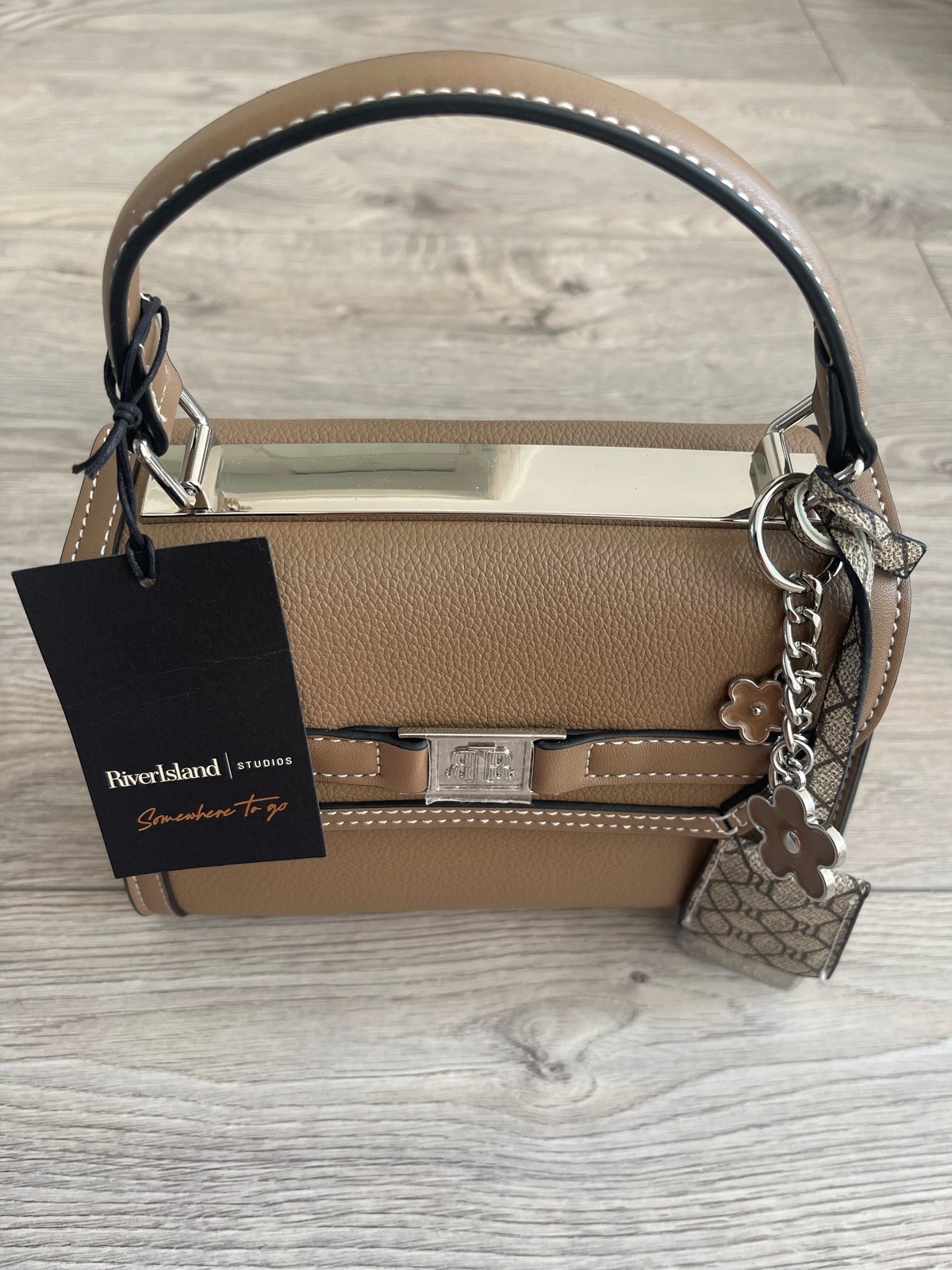 River Island Beige Bag with Charms