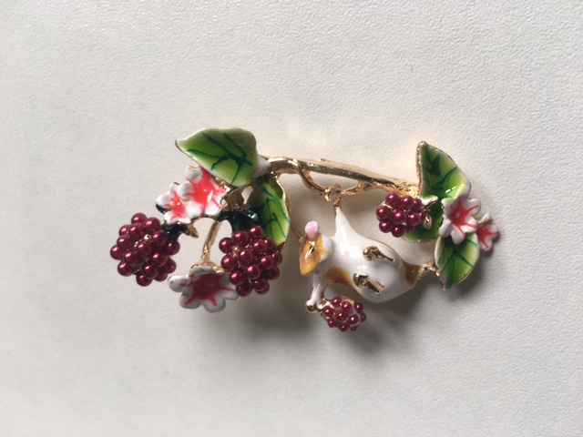 Cranberry Chipmunk Brooch