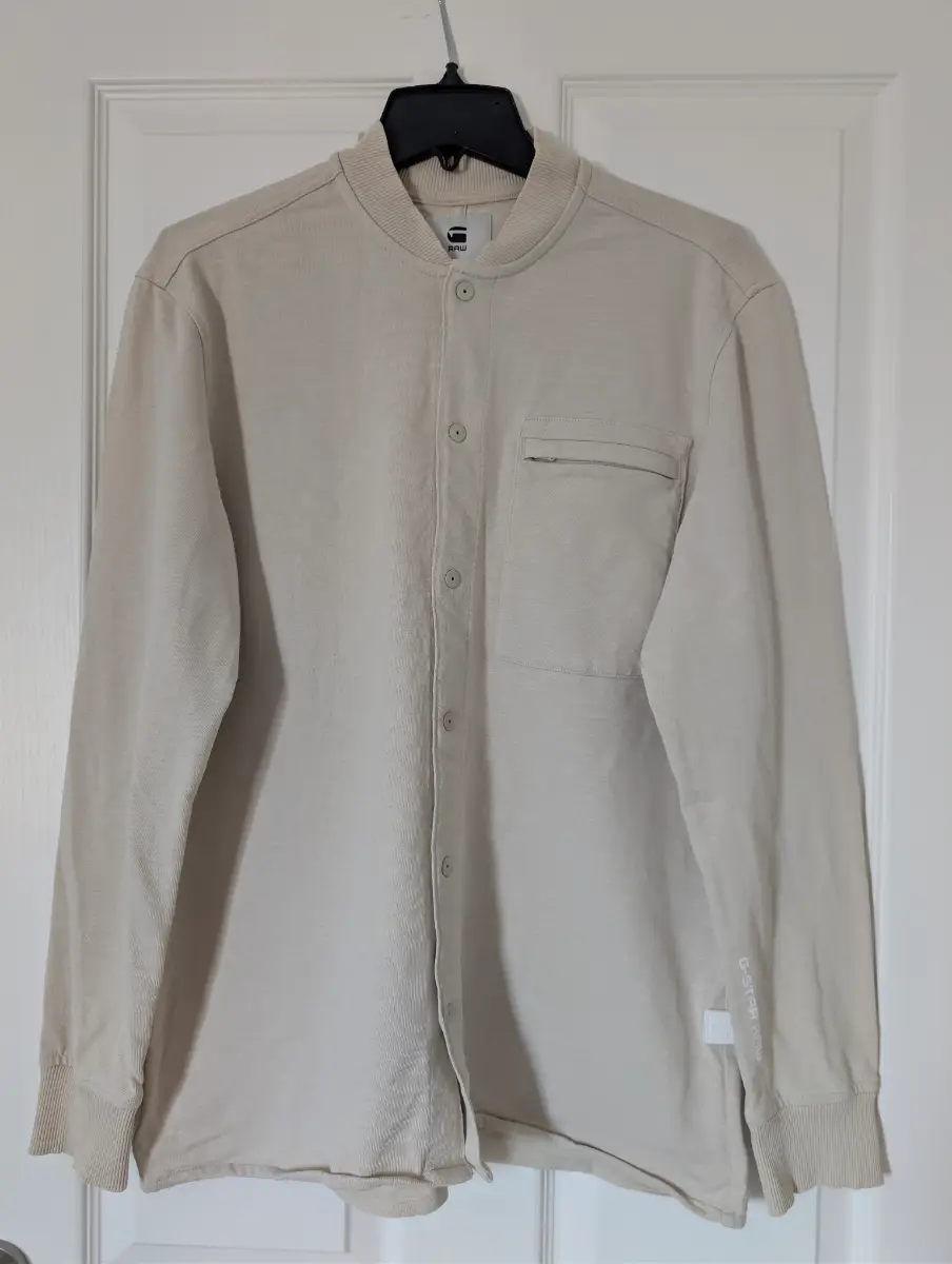G-Star RAW Baseball Jersey Zip Pocket Shirt – Whitebait/Cream – Excellent Condition