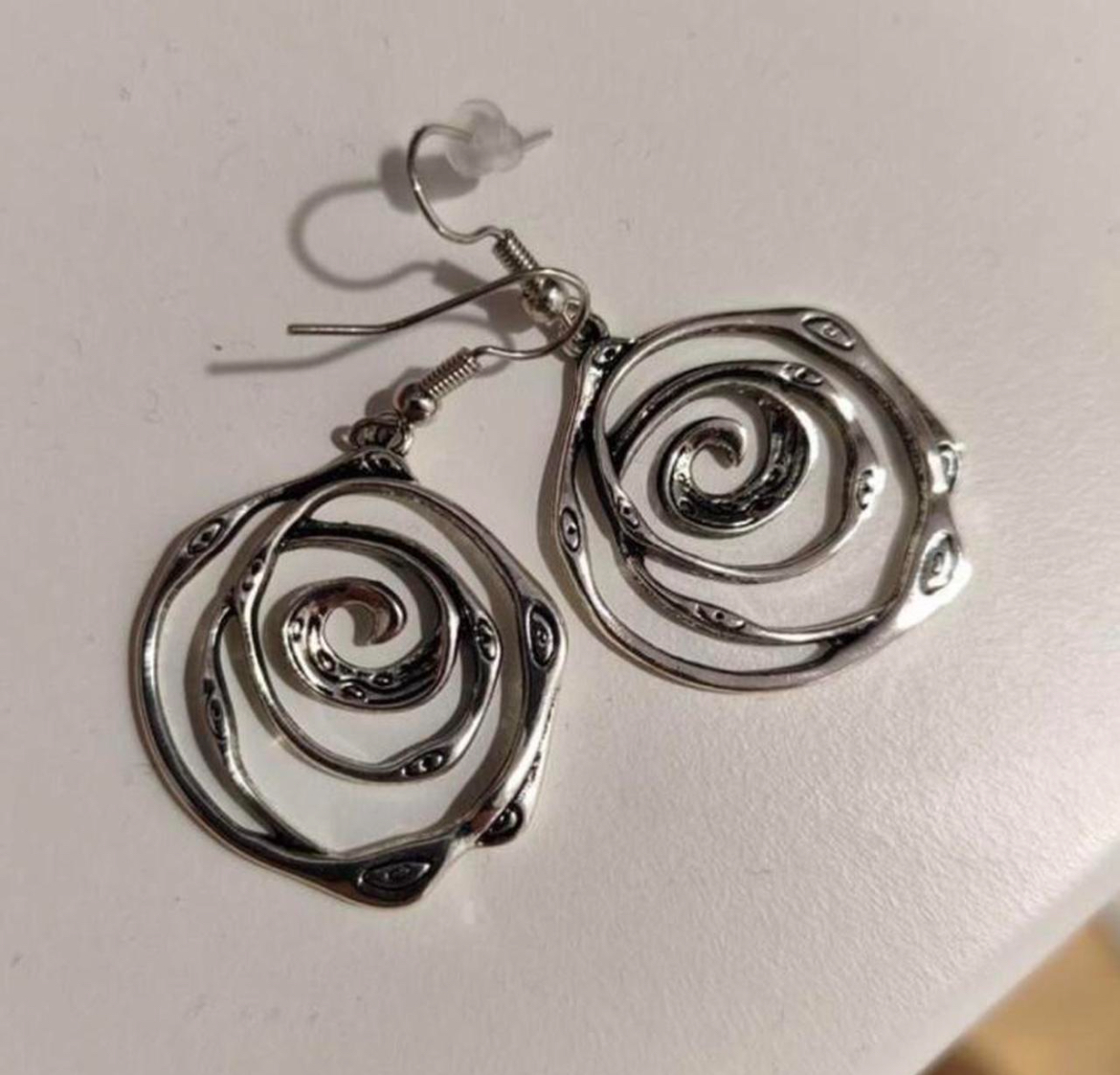 Silver round shaped evil eye gorgeous vintage earrings