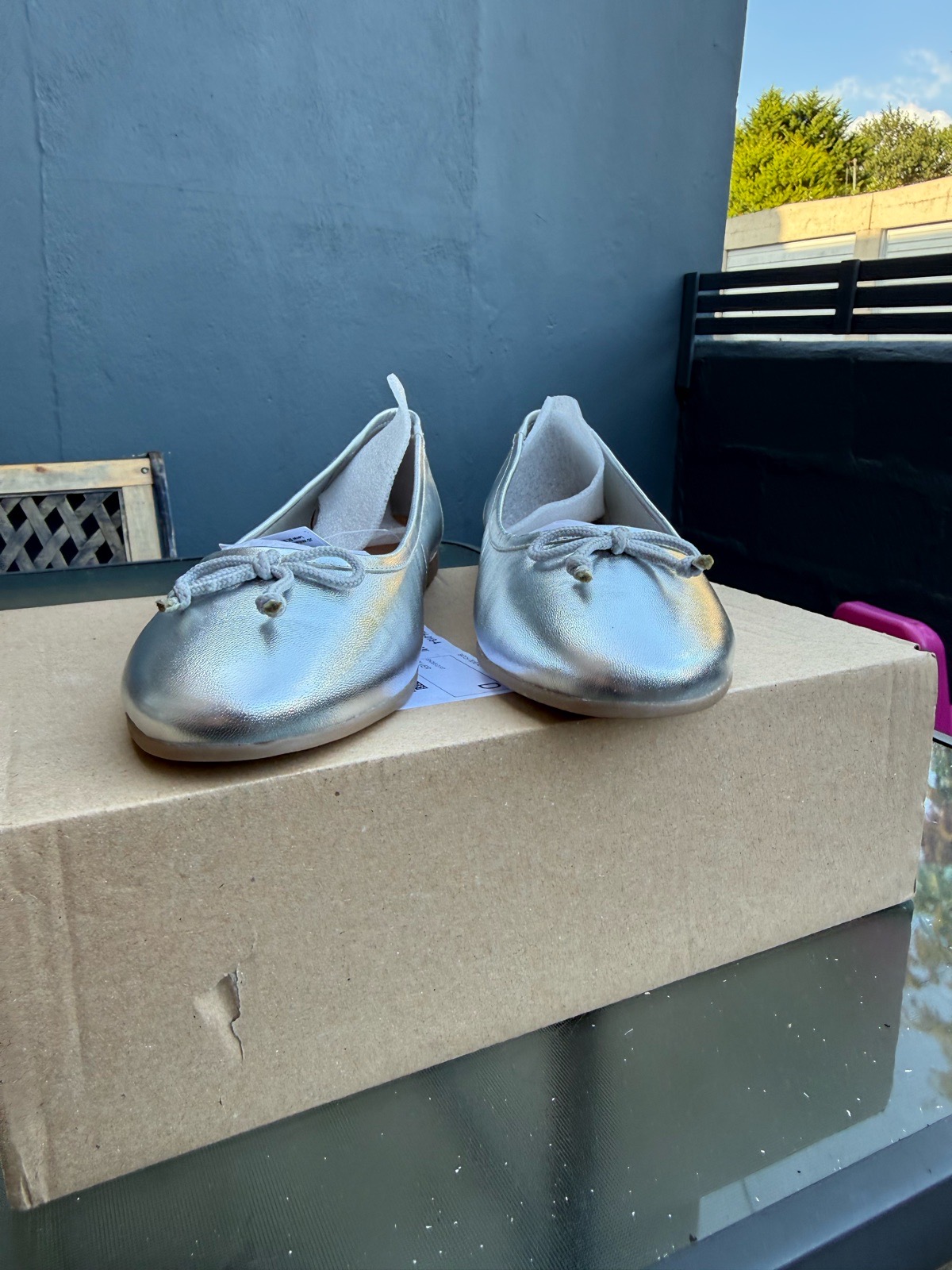 Silver ballet flats SHOES D FIT SILVER Size  7
