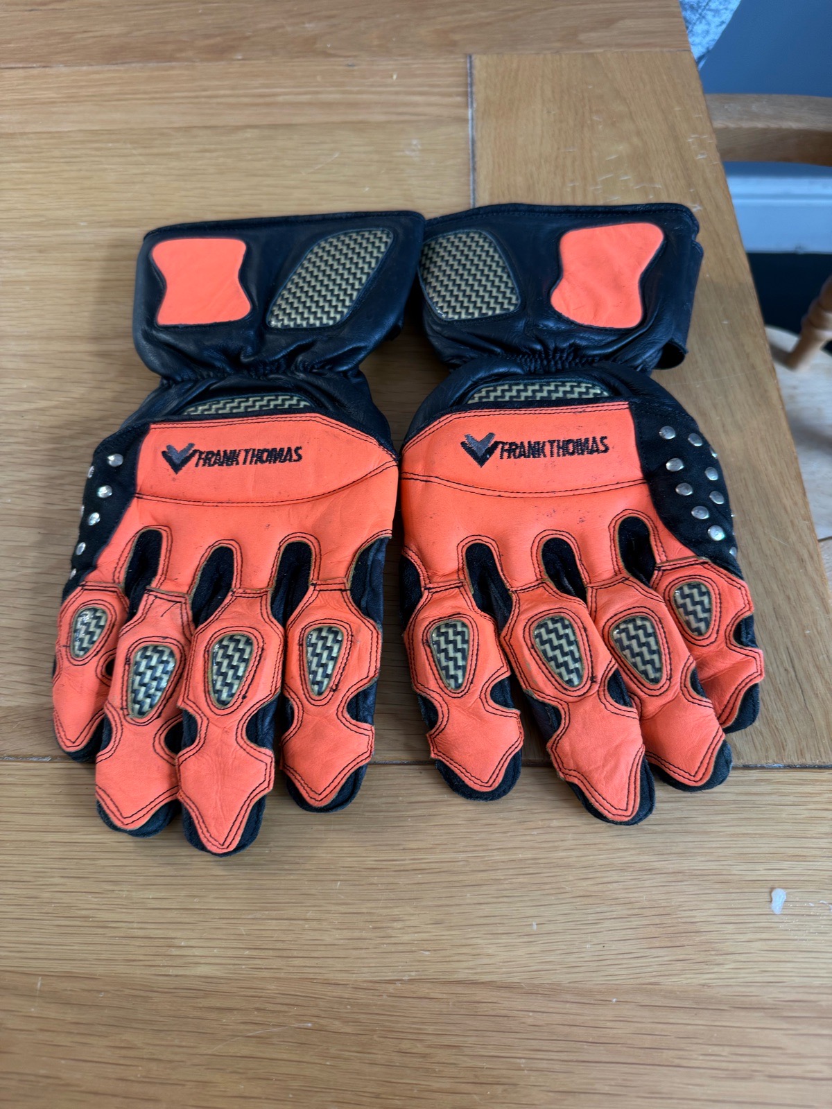 Frank Thomas leather motorcycle racing gloves