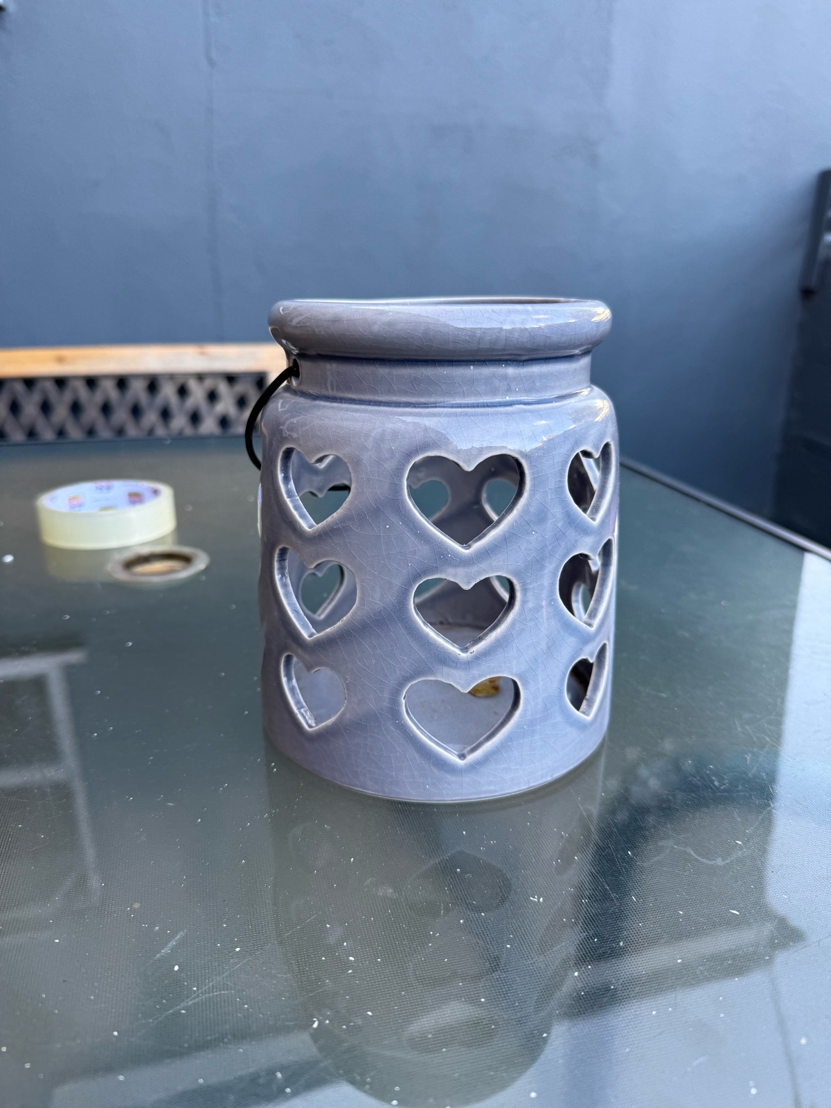 glossy grey ceramic holder and wax melt warmer