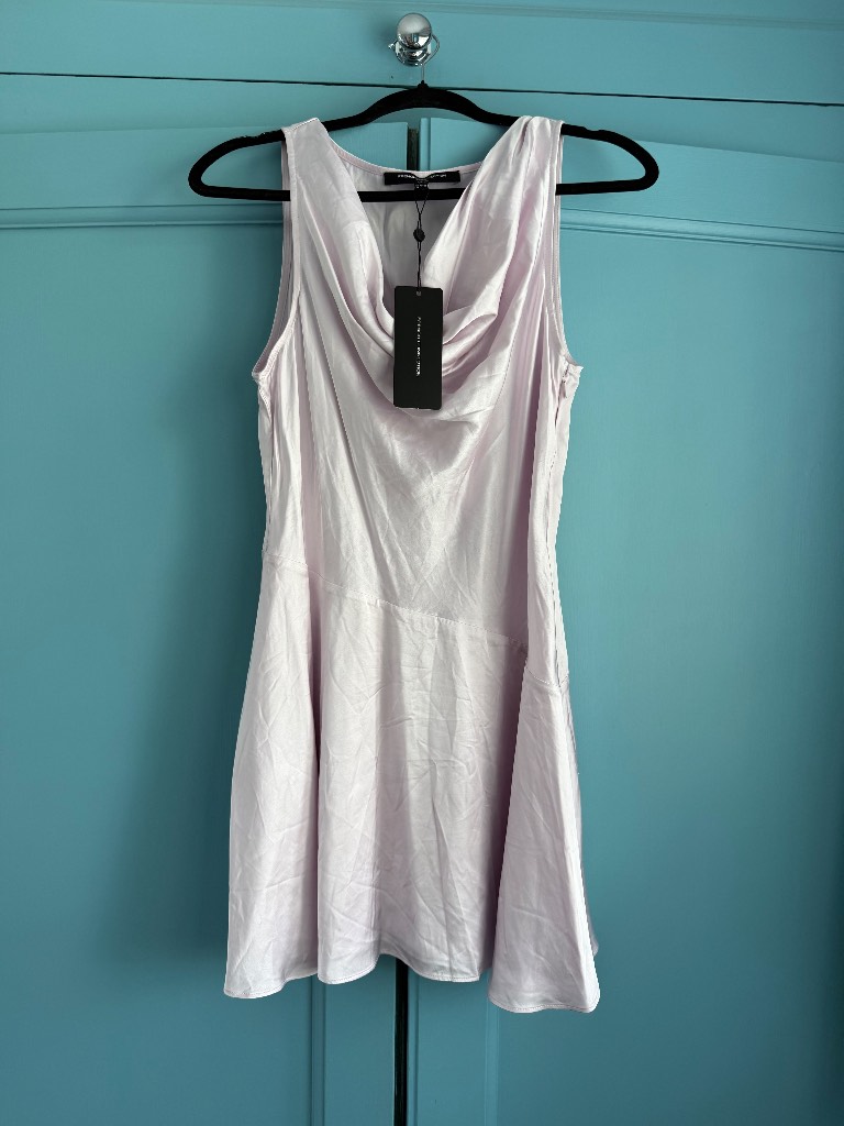 French Connection Oona Satin Asymmetrical Mini Dress Size 12 BNWT