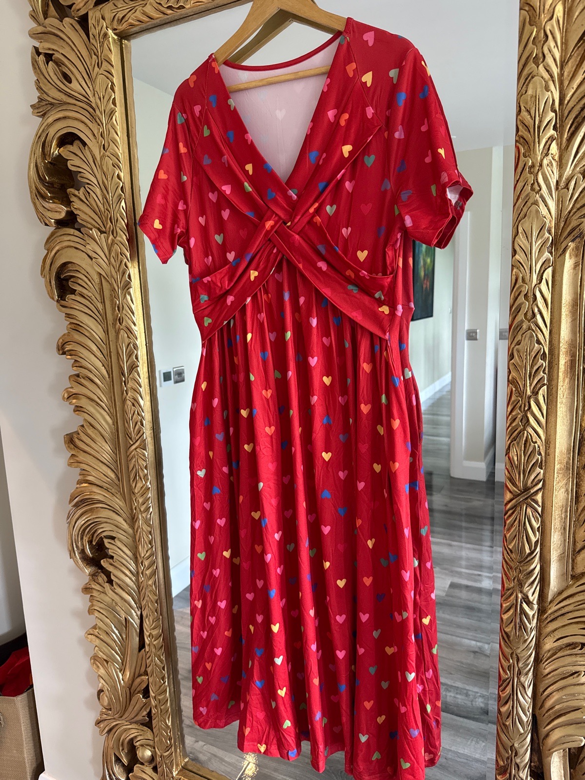 Heart patterned dress with pockets