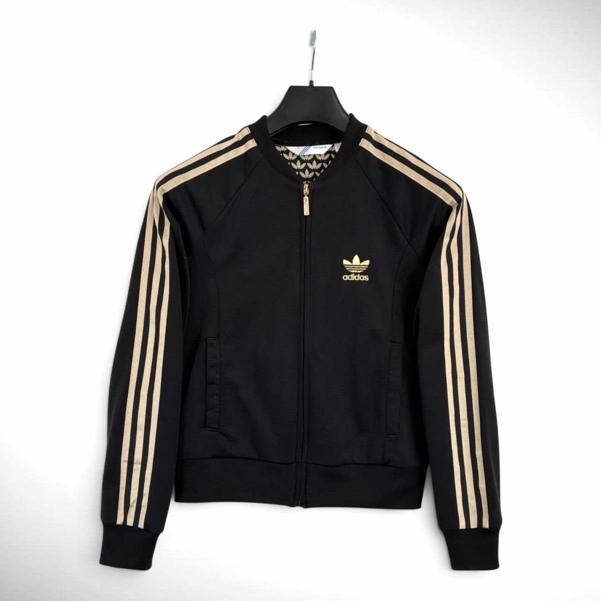 adidas Originals Firebird Black/Gold 3-Stripes Track Jacket Trefoil UK 12