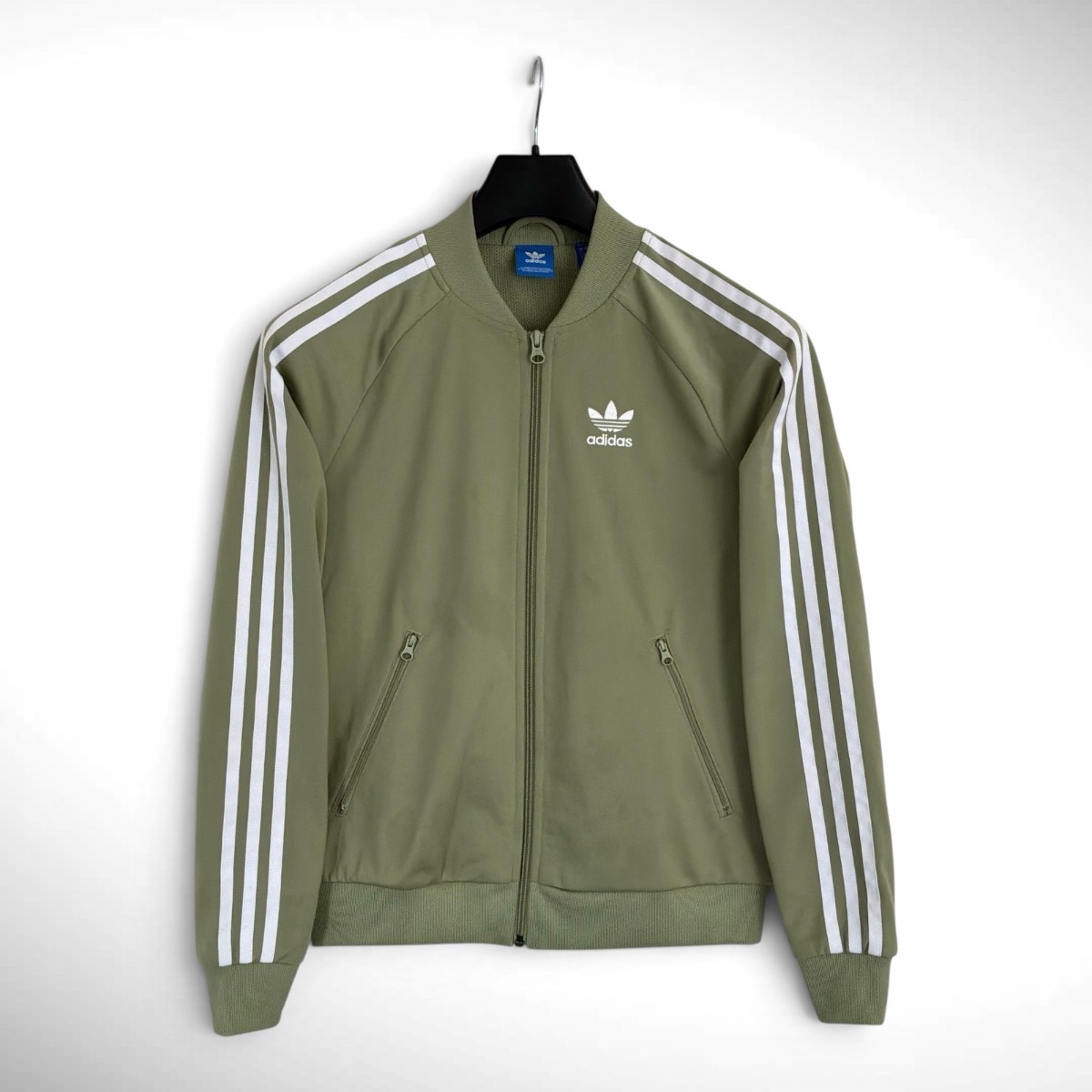 adidas Originals Firebird Trefoil 3-Stripes Track Jacket Sage Green/White UK 8